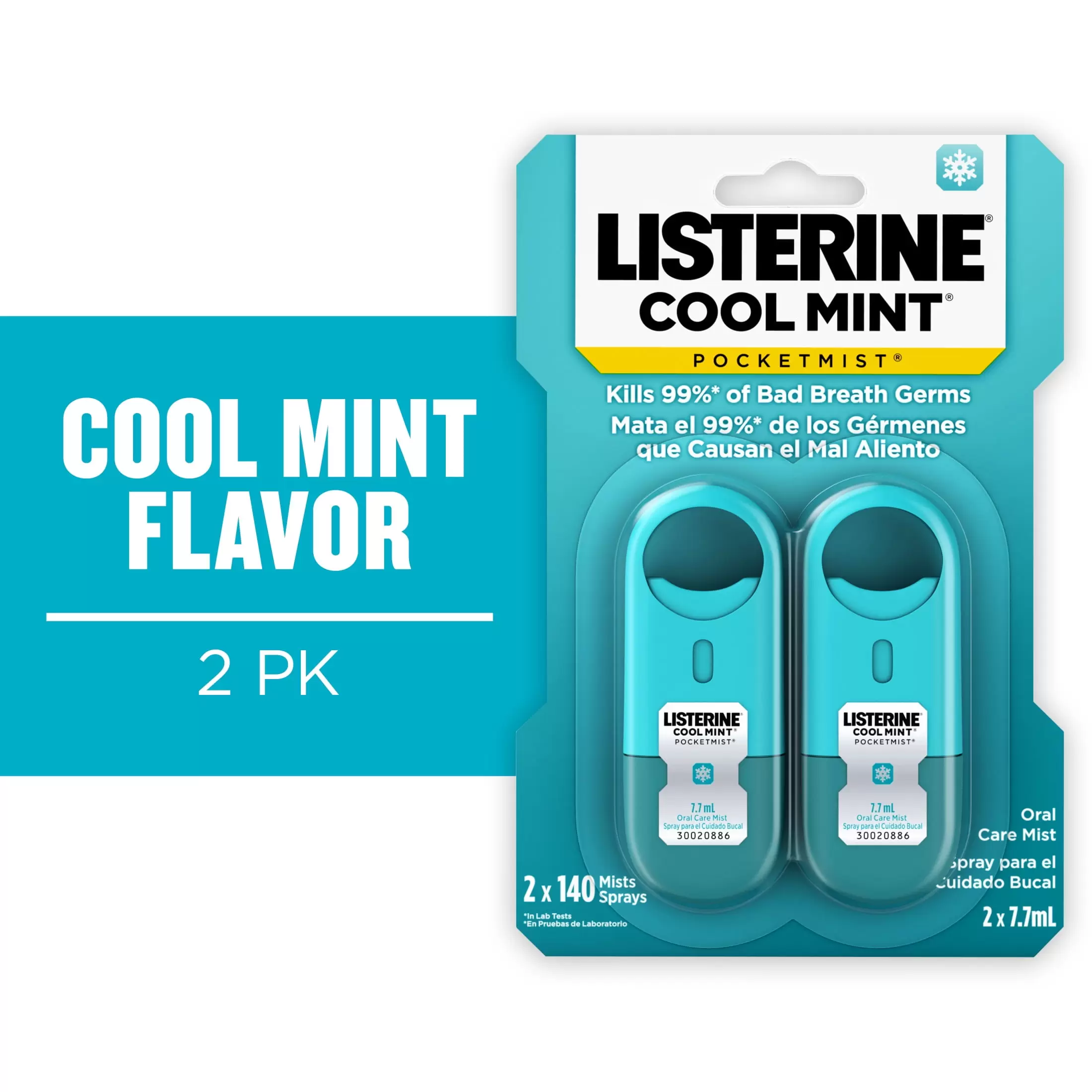 Listerine Pocketmist Cool Mint Oral Care Spray. Bad Breath. 7.7 mL. 2ct