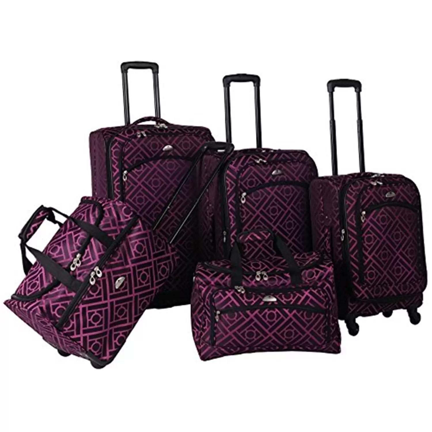 Long Lat Inc. AF 5P Astor Luggage Set Black Purple