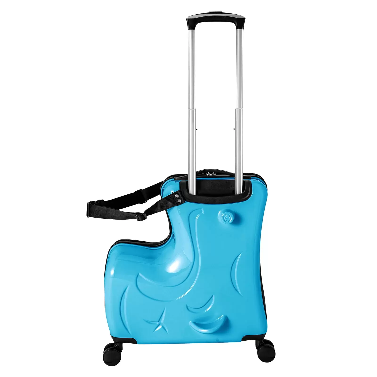 Loyalheartdy 20 Portable Children Suitcase Kid Riding Suitcase with 4 Wheels Thickening Luggage Trolley Blue for Travelling