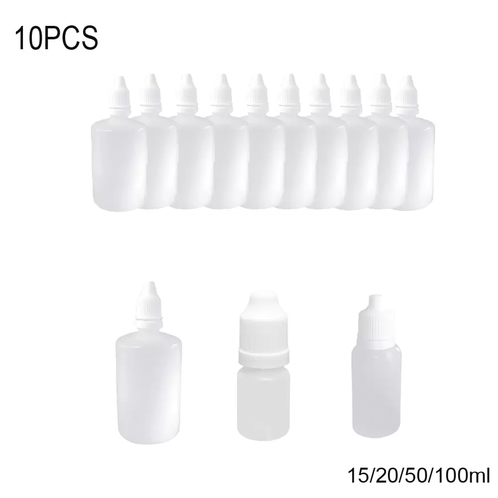 Ludlz 10Pcs 15/20/50/100ml Mini Empty Plastic Dropper Bottle Drop Bottles Empty Squeezable Eye Liquid Essential Oil Squeeze Bottle Small Dropper Refillable Containers with Caps