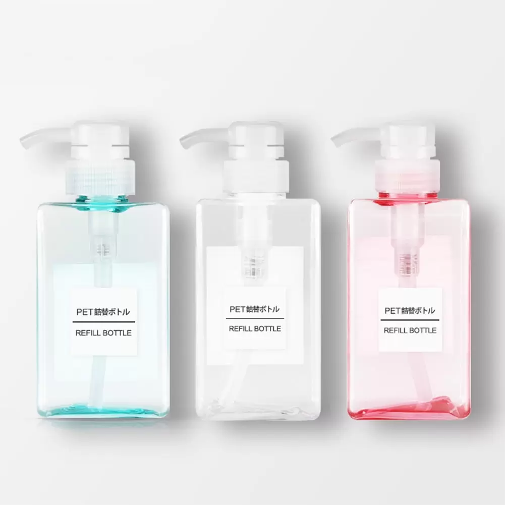 Ludlz 280ml Clear Plastic Pump Bottles. Refillable Square Hand Pump Containers for Essential Oil Soap Lotion Shampoo. Great Soap Dispensers for Bathroom. Kitchen Sink and Travel Use