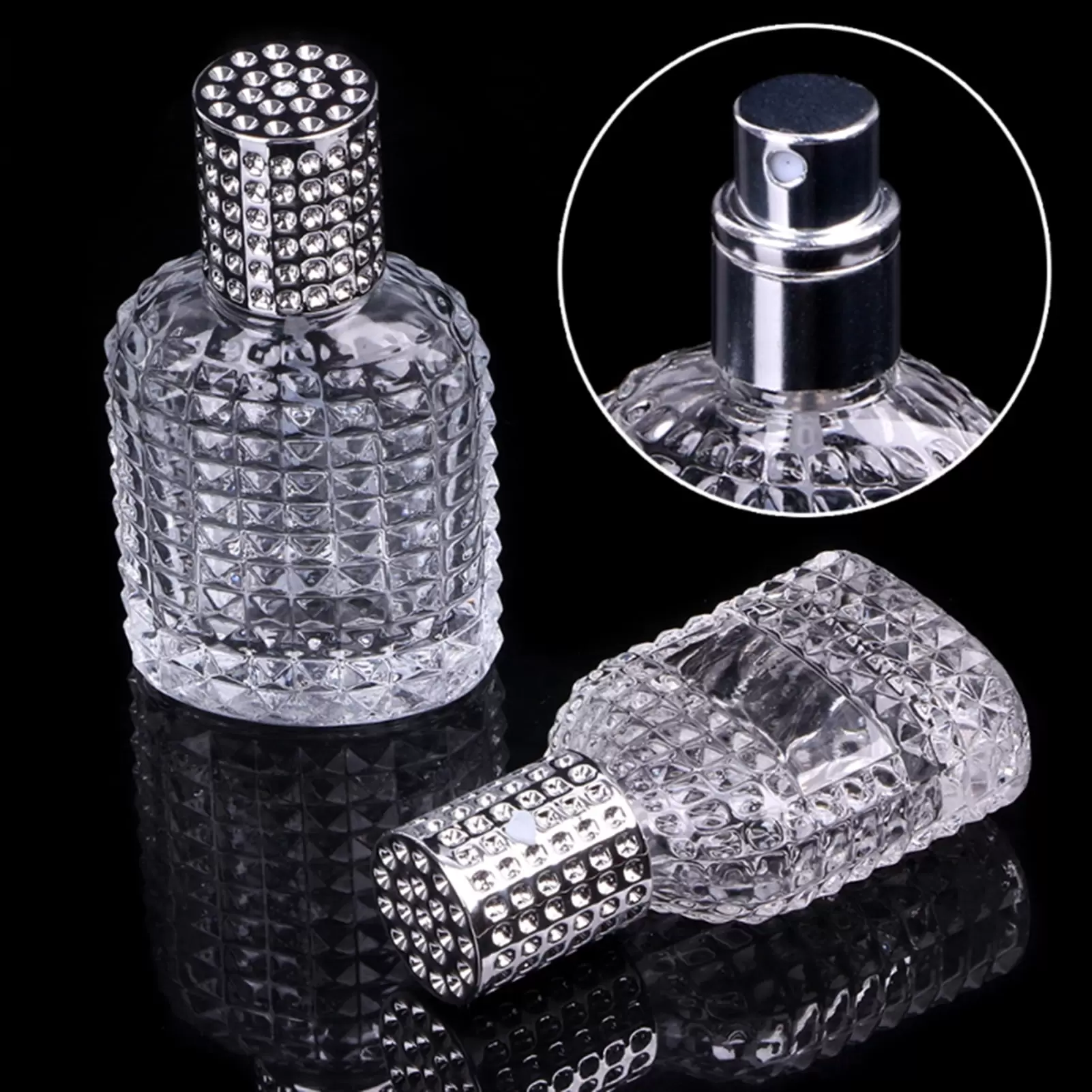 Ludlz Refillable Perfume Bottles. Portable Square Empty Glass Perfume Atomizer Bottle with Spray Applicator Perfume Atomizer Refillable Stylish Durable Refillable Glass Perfume Atomizer