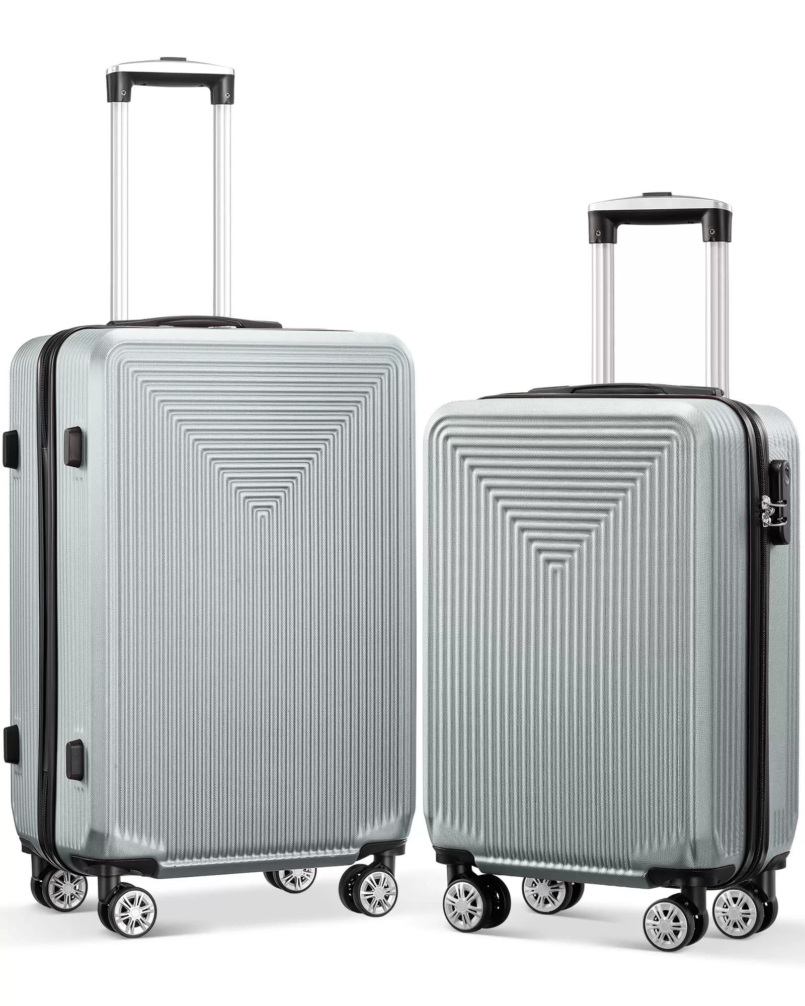 Luggage 2 Piece Sets Hardside Suitcase Set with Double Spinner Wheels. sliver