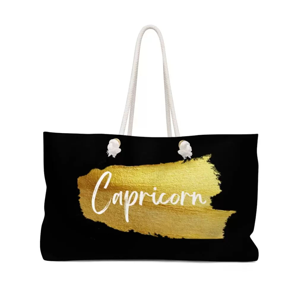 Luggage. Capricorn. Weekender Bag. Zodiac Gifts. Unisex. Black. Cosplay Moon