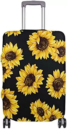 Luggage Cover Sunflower Black Suitcase Protector Travel Luggage 18-32 Inch