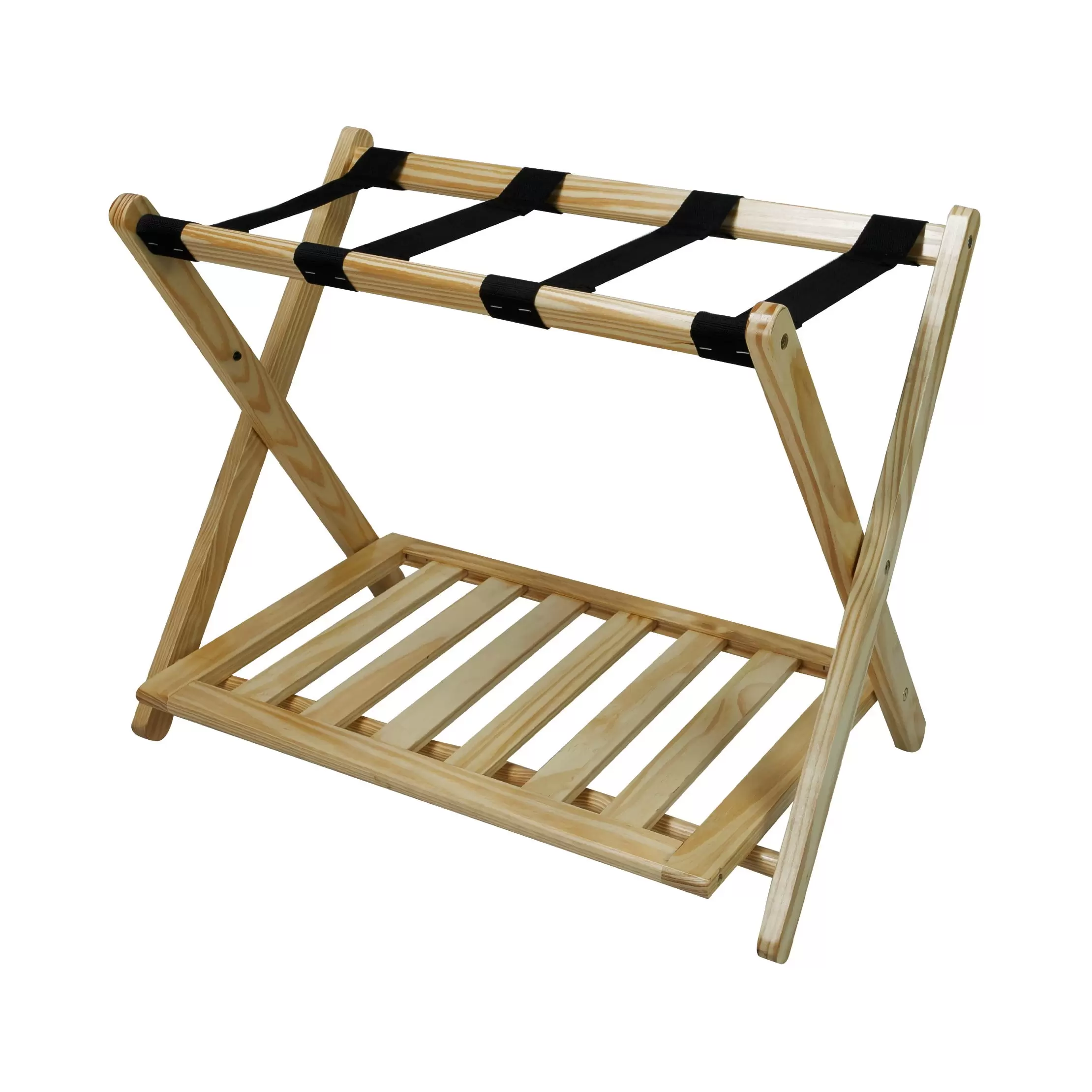 Luggage Rack with Shelf - Natural