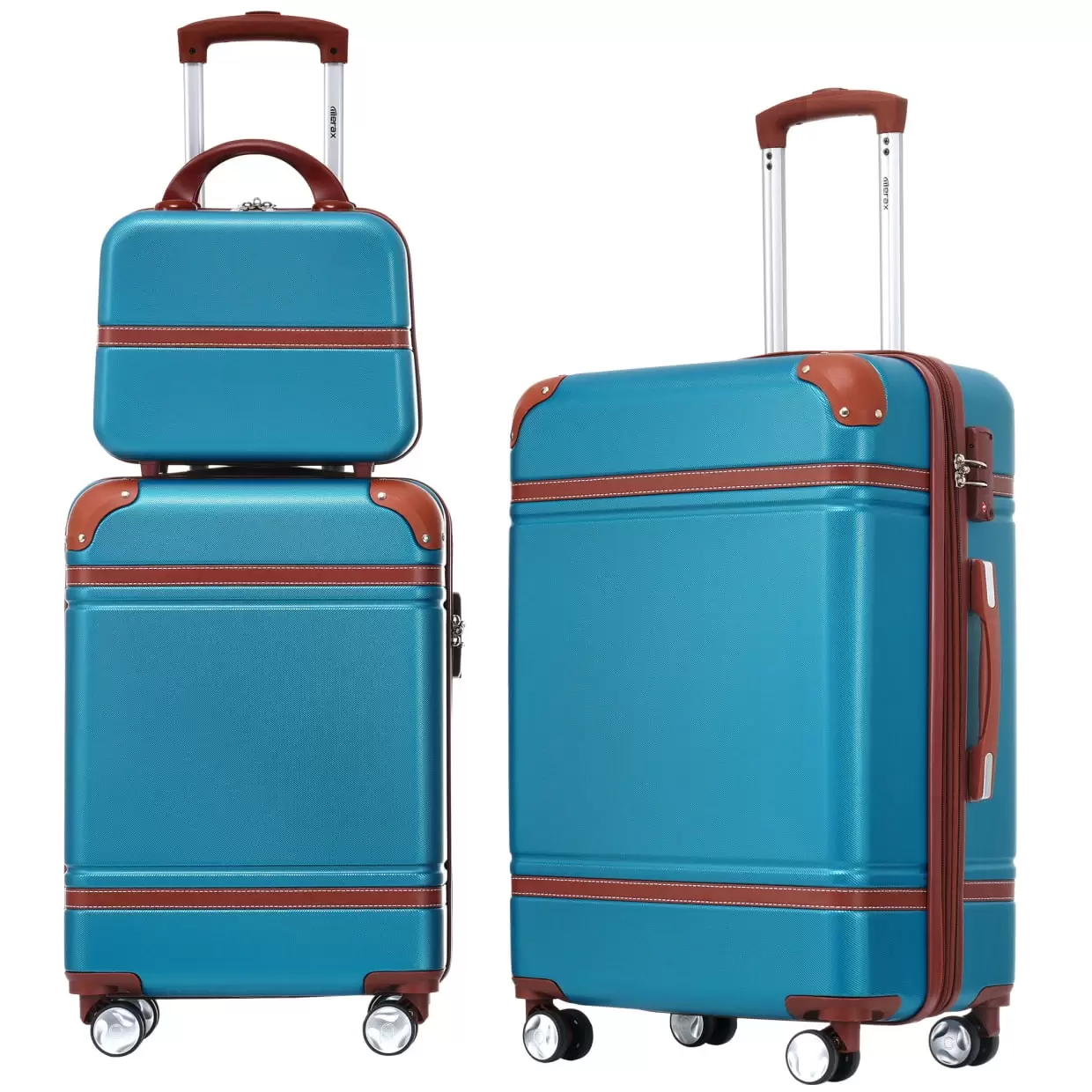 Luggage Set of 3. A 12 Cosmetic Case and 20/24 Expandable Hard-shell Suitcase with TSA Lock & 360 Degree Wheels. ABS Lightweight Luggage Set for Travel and Storage. Blue