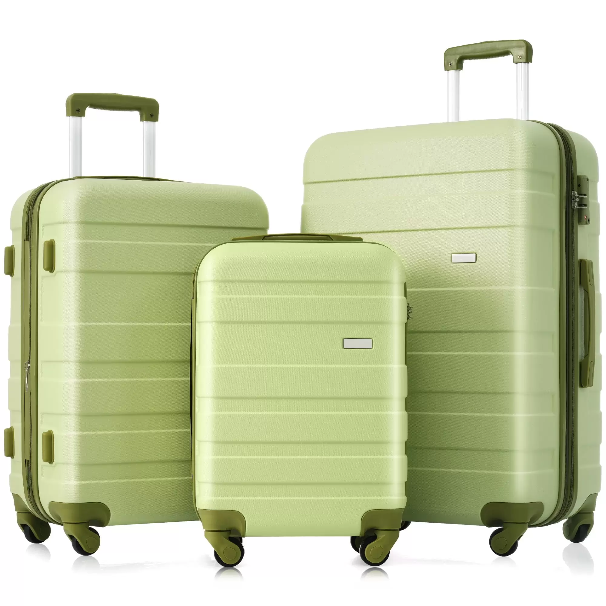 Luggage Set. 3 Piece Expandable Hard-shell Suitcase Luggage Set with Spinner Wheels and TSA Lock for Travel. Business. 202428. Light Green