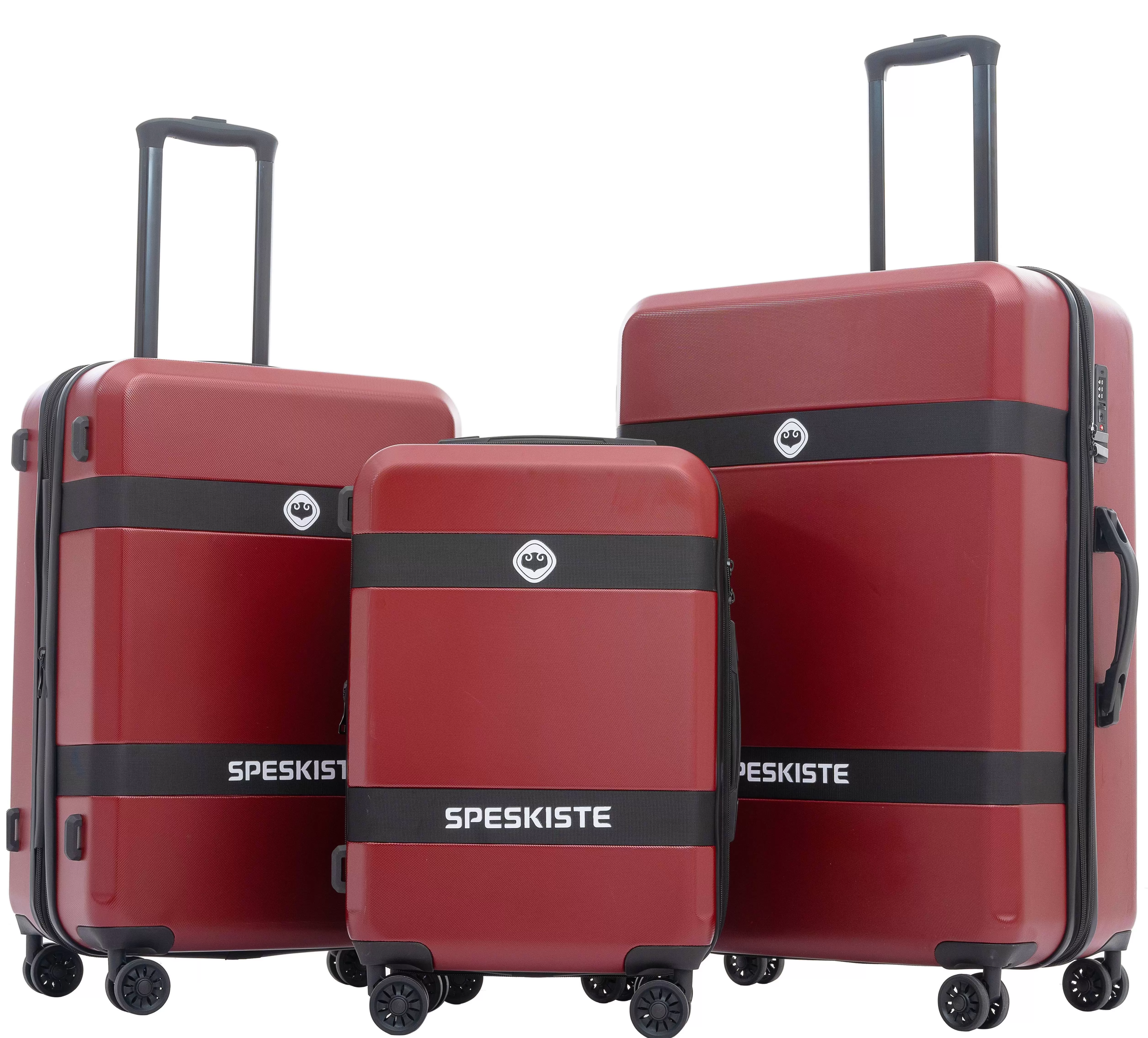 Luggage Sets 3 Piece New Hardshell Lightweight Expandable Luggage Suitcase Set with Spinner Wheels TSA Lock. 202428. Red