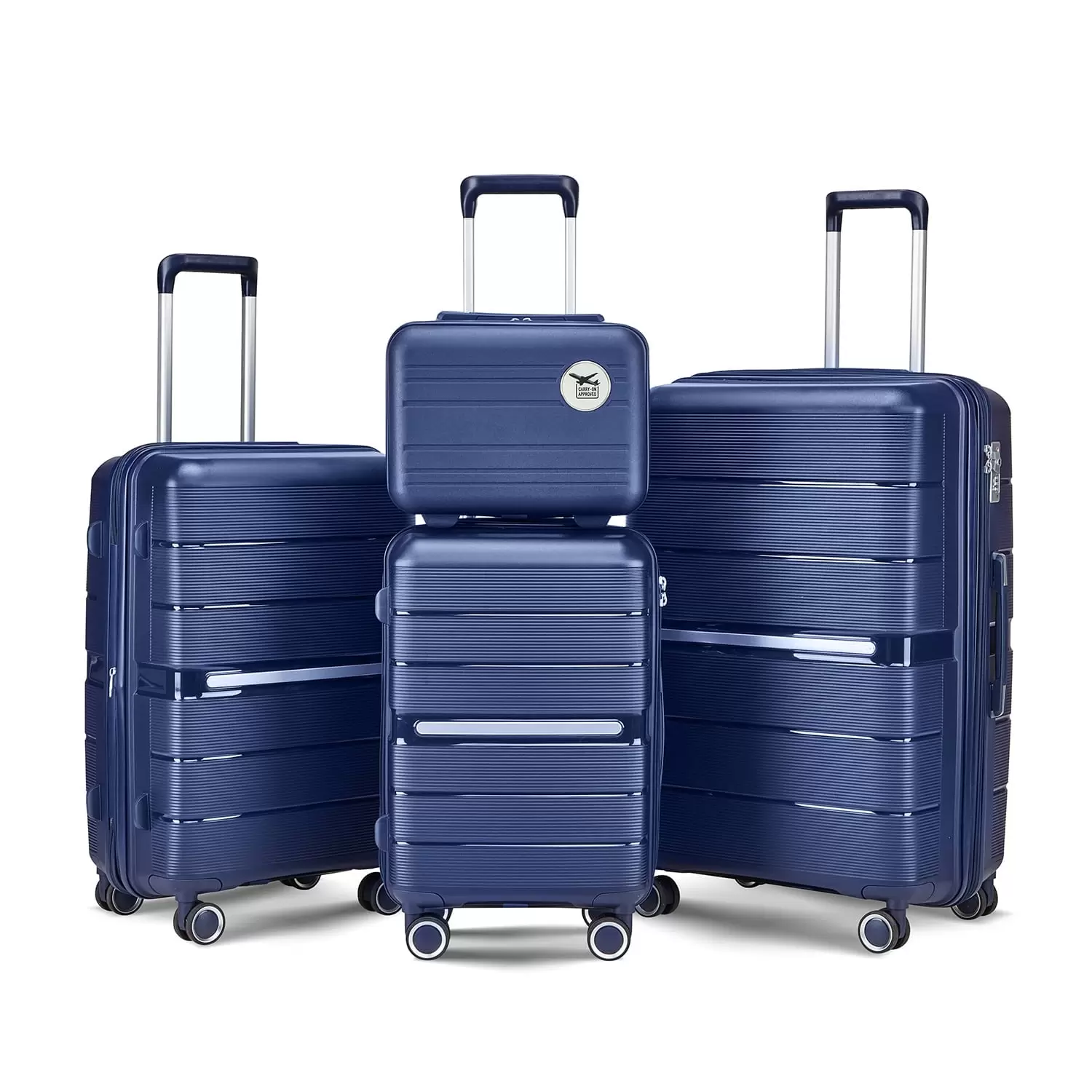 Luggage Sets PP Hardshell Lightweight Suitcase Set Expandable Luggage Suitcase with TSA Lock Spinner Wheels. 4 Piece. Blue