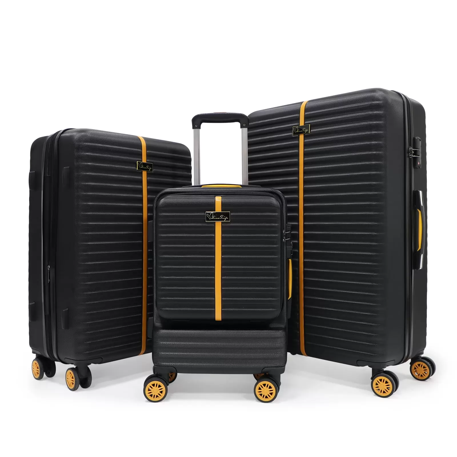 Luggage Sets with ABS Luggage and Suitcase Set Durable Spinner Wheels Hardside Luggage Sets with TSA Lock. 3 Pcs - Black (20/26/30)