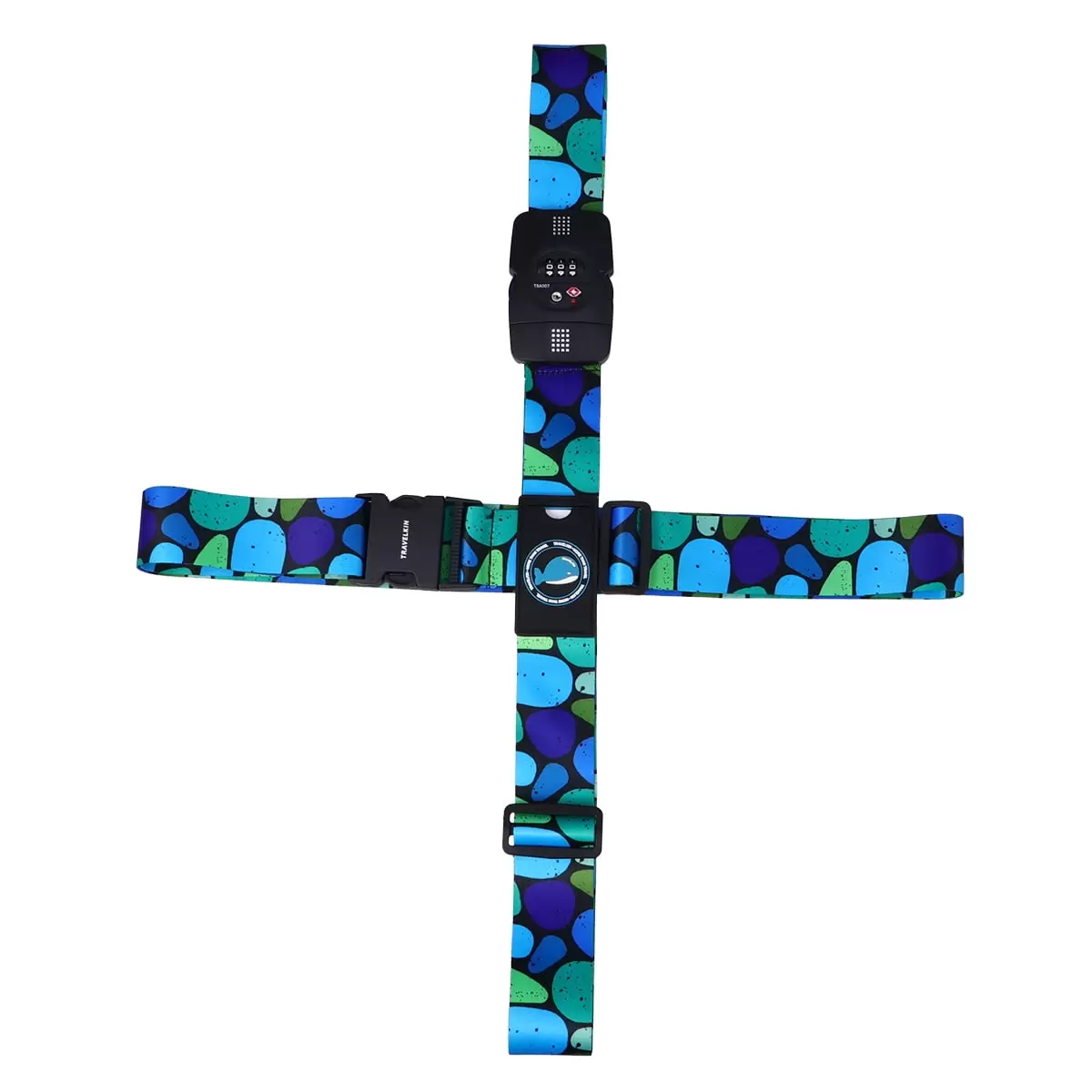 Luggage Strap Travel Luggage Strap with Combination Lock Polyester Suitcase Security Belt Cross Packing Strap (Deep Sea Coral)