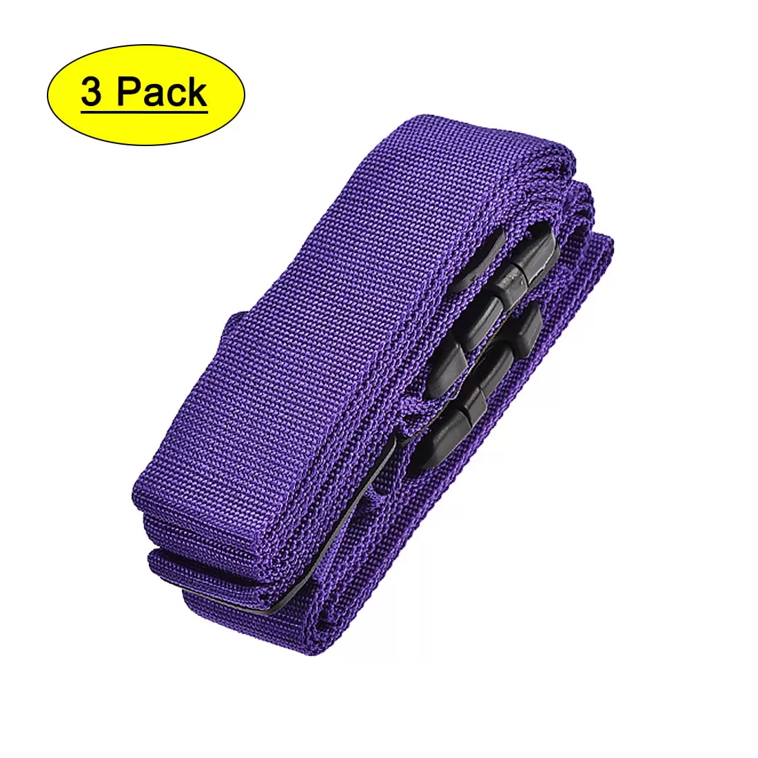 Luggage Straps Suitcase Belts with 2 Buckles. 2Mx5cm Cross Adjustable PP Travel Packing Accessories Purple 3Pcs