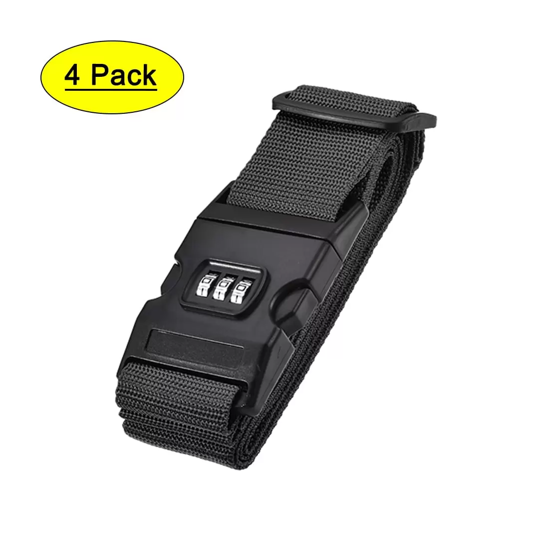 Luggage Straps Suitcase Belts with Buckle. Combination Lock. 2Mx5cm Adjustable PP Travel Packing Accessories Black 4Pcs