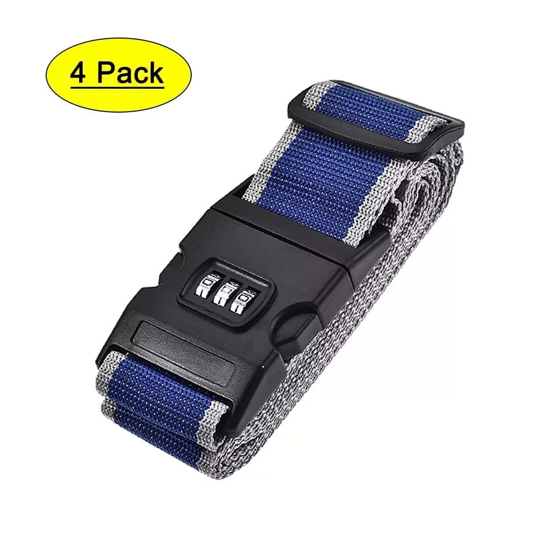 Luggage Straps Suitcase Belts with Buckle. Combination Lock 2Mx5cm Adjustable Travel Packing Accessories. Blue Gray 4Pcs