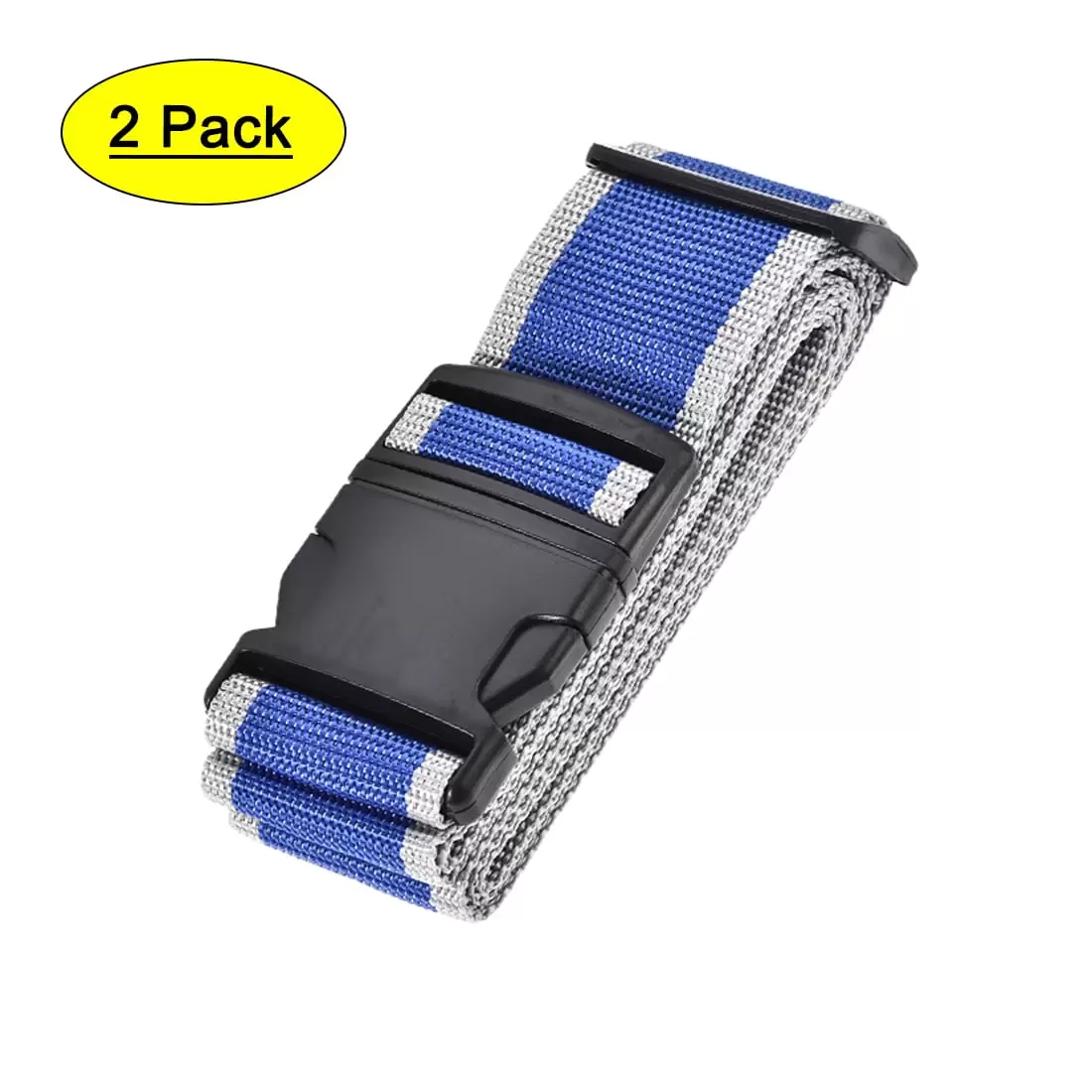 Luggage Straps Suitcase Belts with Buckle Label. 2Mx5cm Adjustable PP Travel Bag Packing Accessories Blue Gray 2Pcs