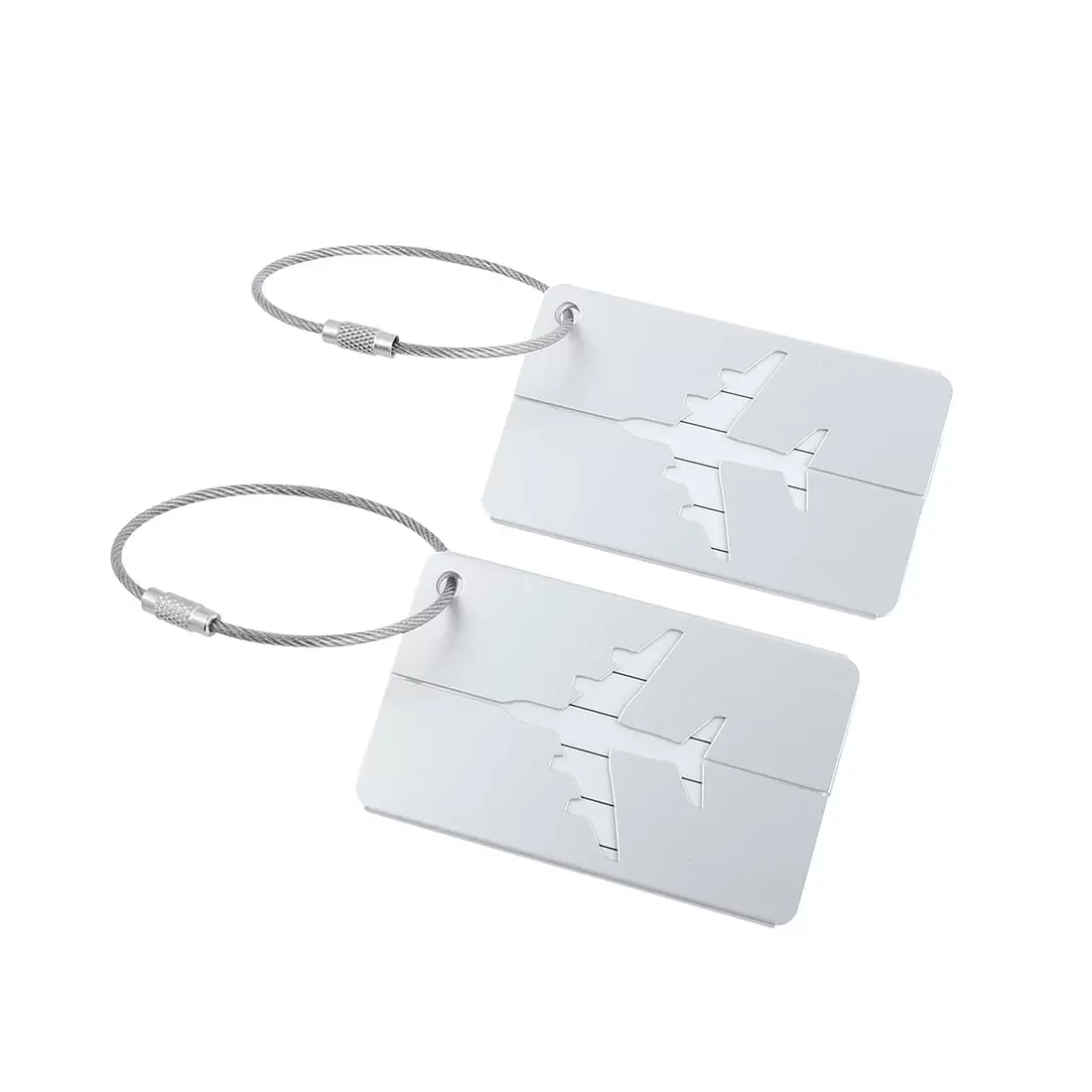 Luggage Tags Aluminium Metal Bag Travel ID Labels Tag Suitcase Card Silver Tone