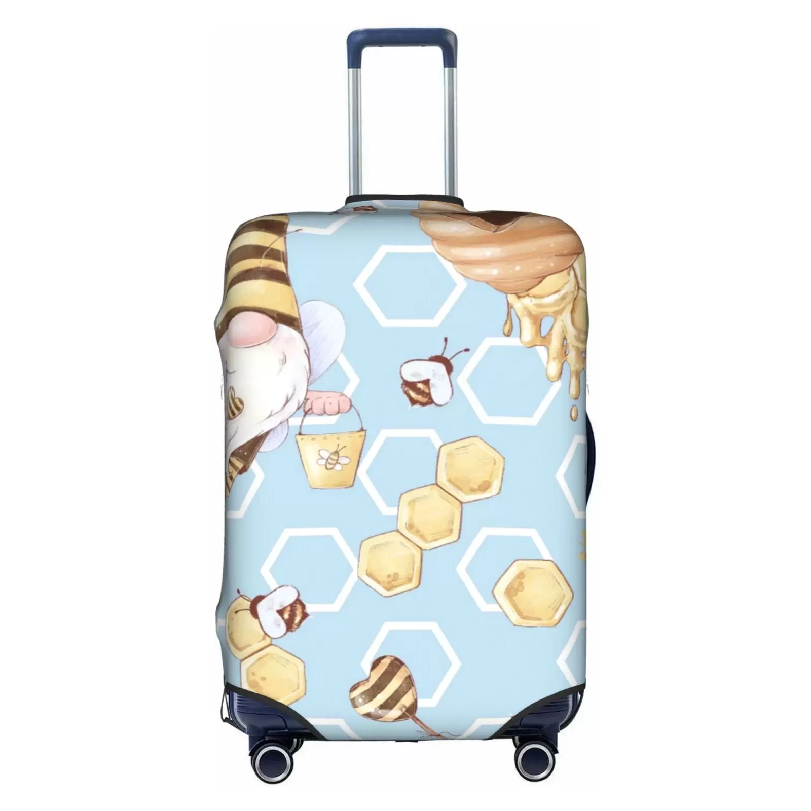 Lukts Cute Gnome Bee Collects Honey Elastic Travel Luggage Cover Suitcase Protector Bag.Anti-Scratch.Dust-Proof Washable Suitcase Sleeve For Kid Adult.S (For 18-32 Inch Luggage)