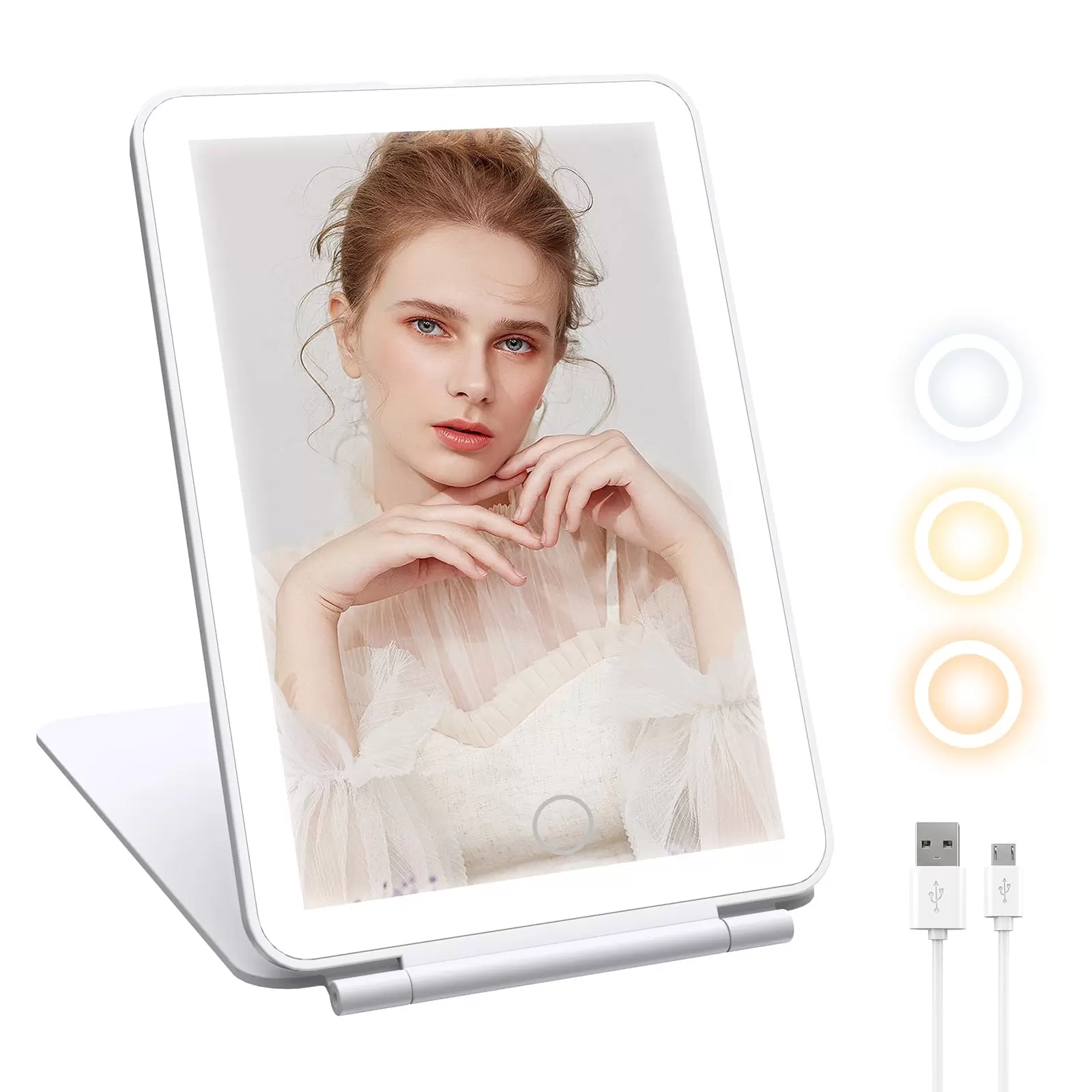 MATEPROX Travel Makeup Mirror with LED Light. Compact Portable Tabletop Cosmetic Beauty Mirrors