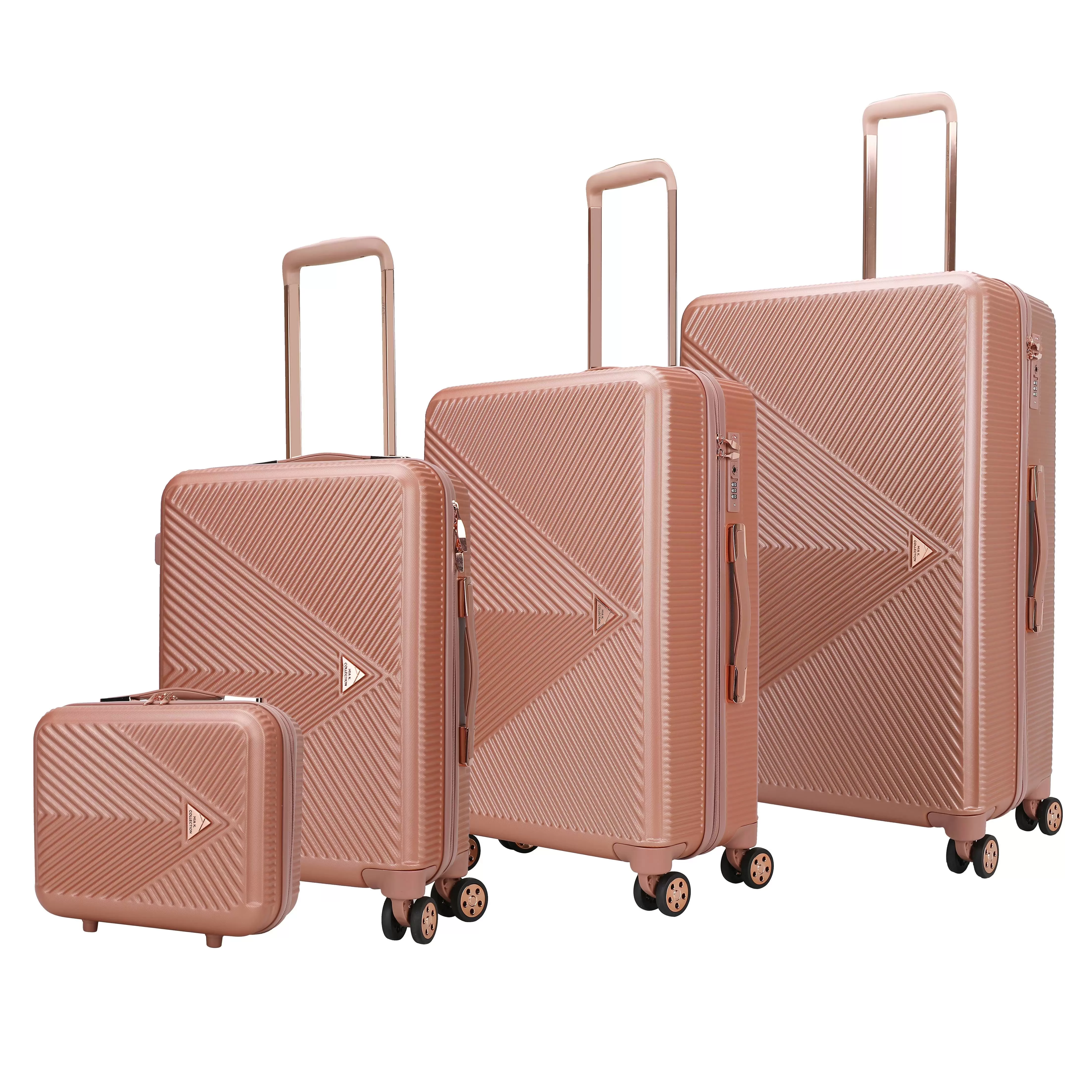 MKF Collection Felicity Travel Luggage 4 pcs set. Luxurious Lightweight Suitcase by Mia K - Rose Gold