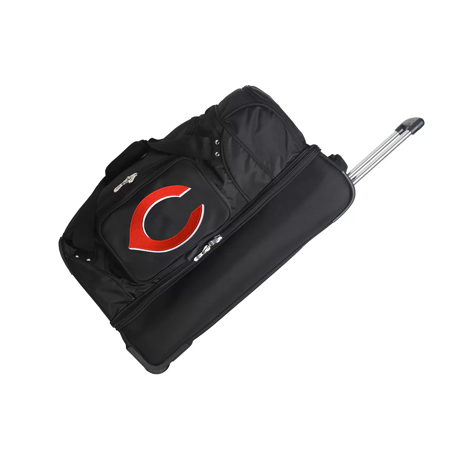 MOJO Cincinnati Reds Black 27'' 2-Wheel Drop Bottom Rolling Duffel Bag