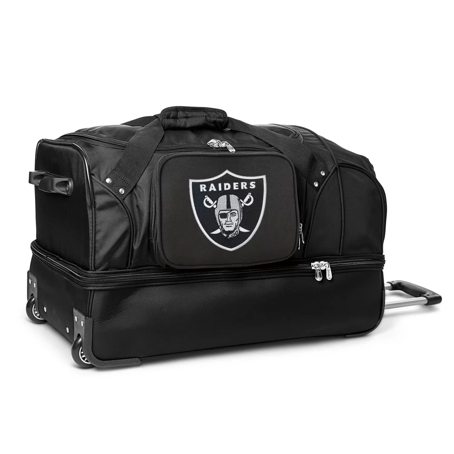 MOJO Las Vegas Raiders Black 27'' 2-Wheel Drop Bottom Rolling Duffel Bag