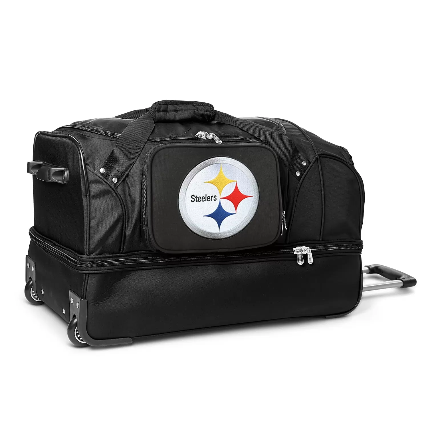 MOJO Pittsburgh Steelers Black 27'' 2-Wheel Drop Bottom Rolling Duffel Bag