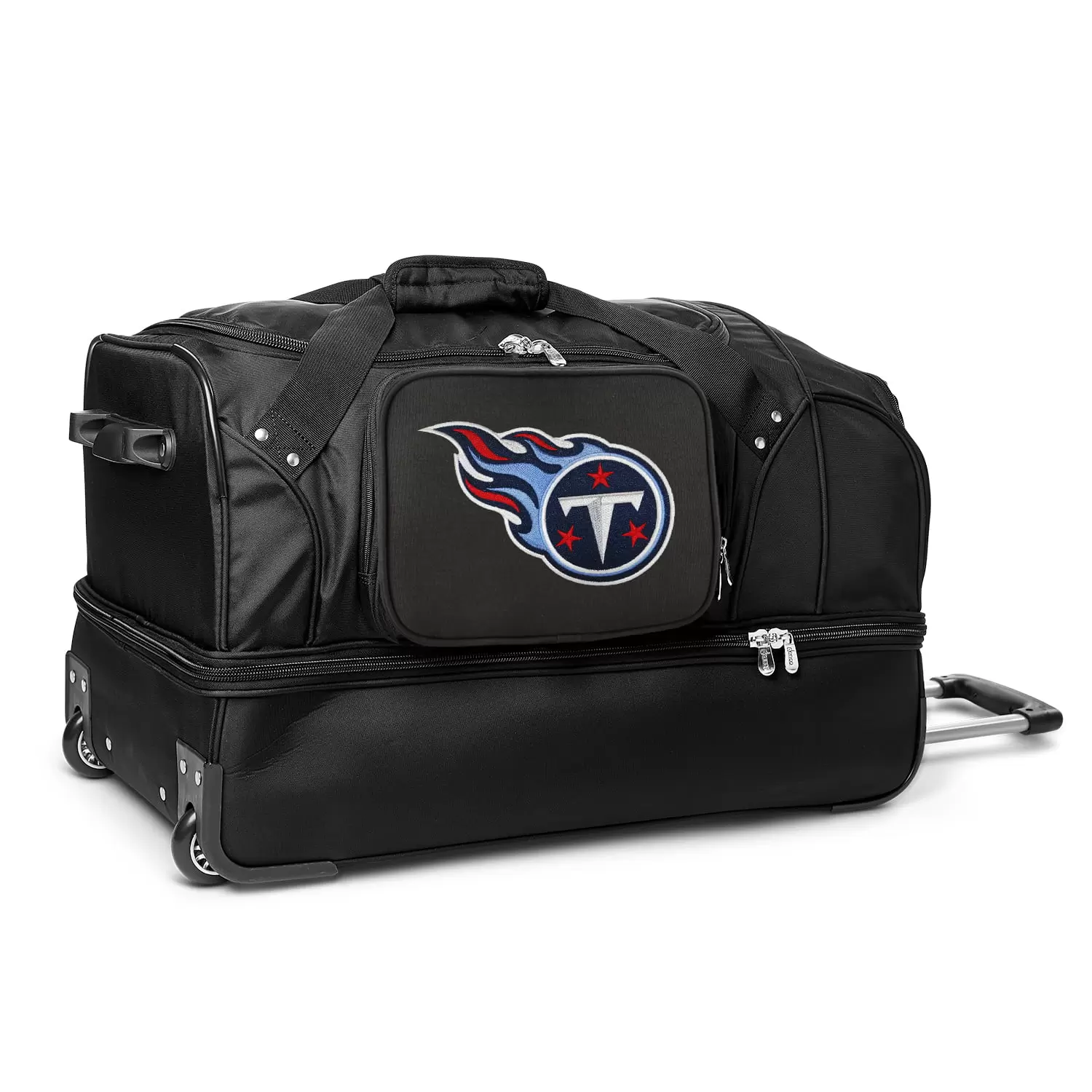 MOJO Tennessee Titans Black 27'' 2-Wheel Drop Bottom Rolling Duffel Bag