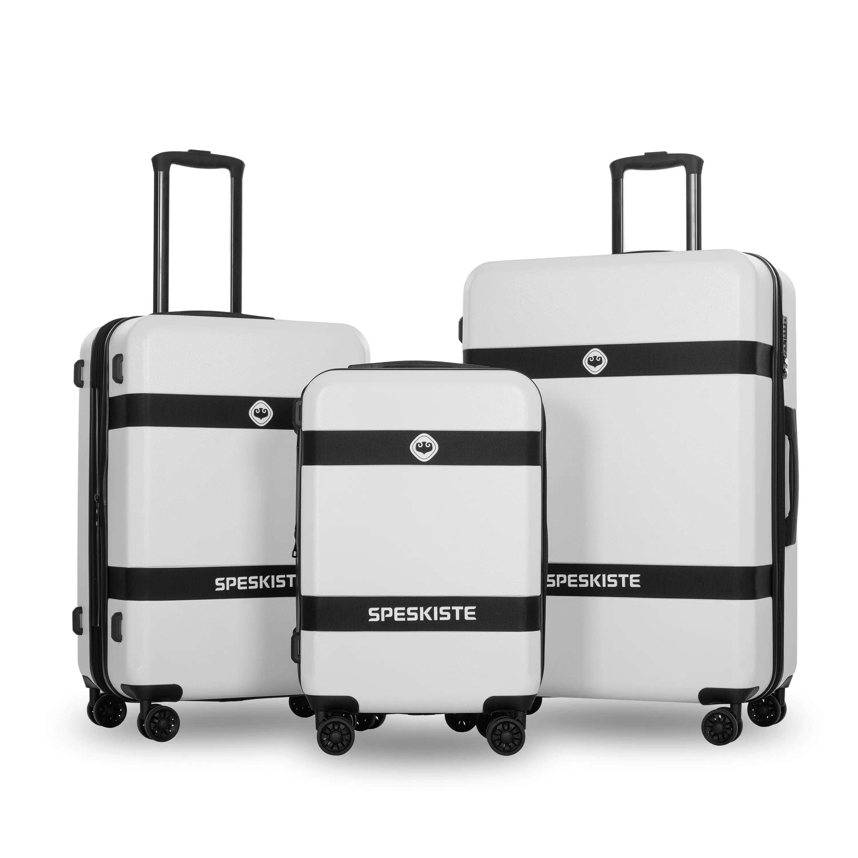 MOKUUD LUGGAGE ABS+PC 3 Piece Sets with Spinner Wheels Lightweight TSA Lock (20/24/28) White