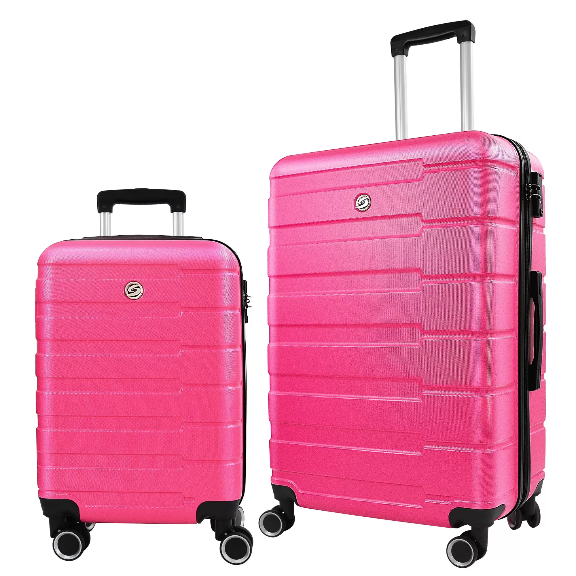 MOKUUD LUGGAGE Pink Luggage Sets 2 Piece. 20 and 24 inch ABS Hardside Lightweight Suitcase