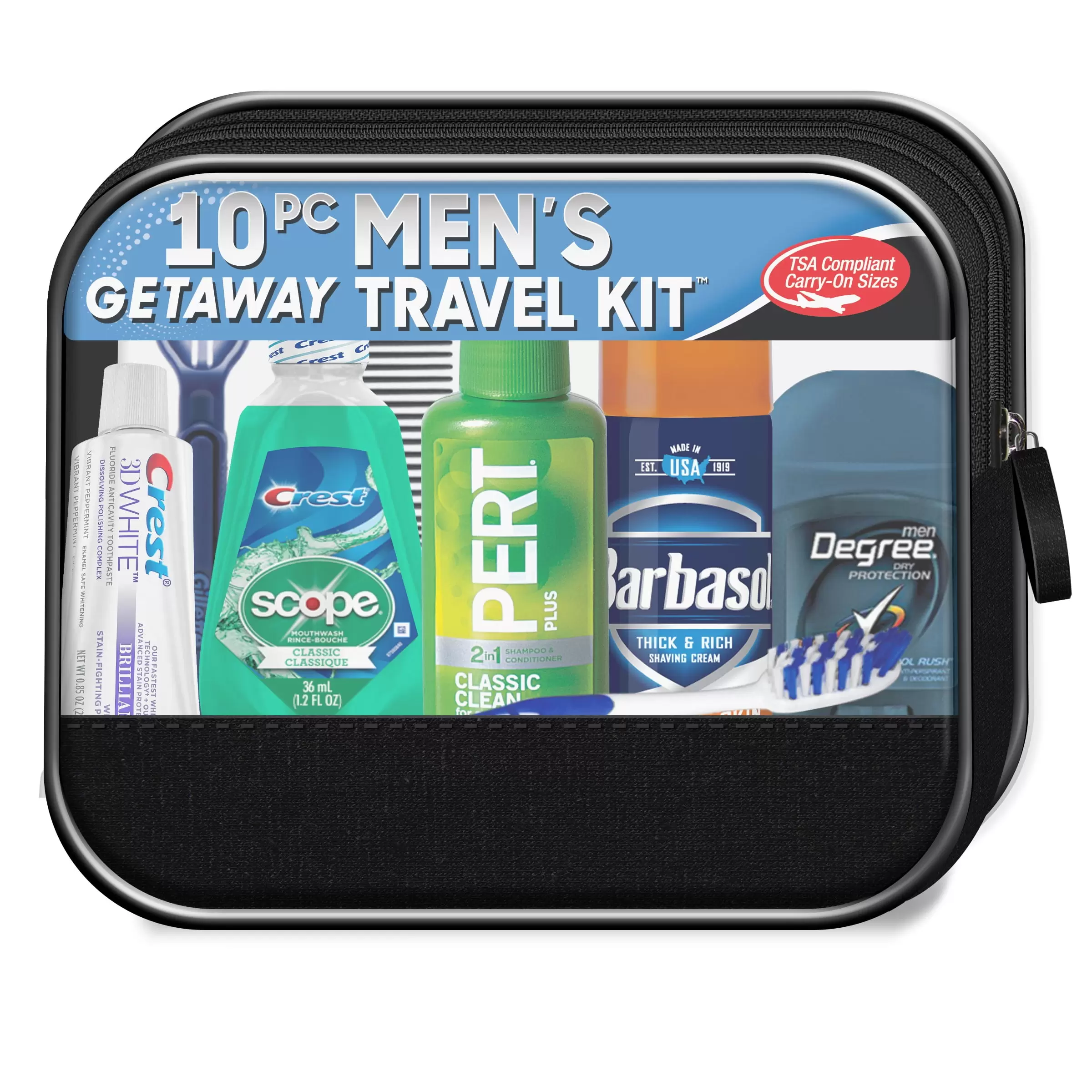 Man on the Go Men’s Get Away Travel Kit. 10 pc