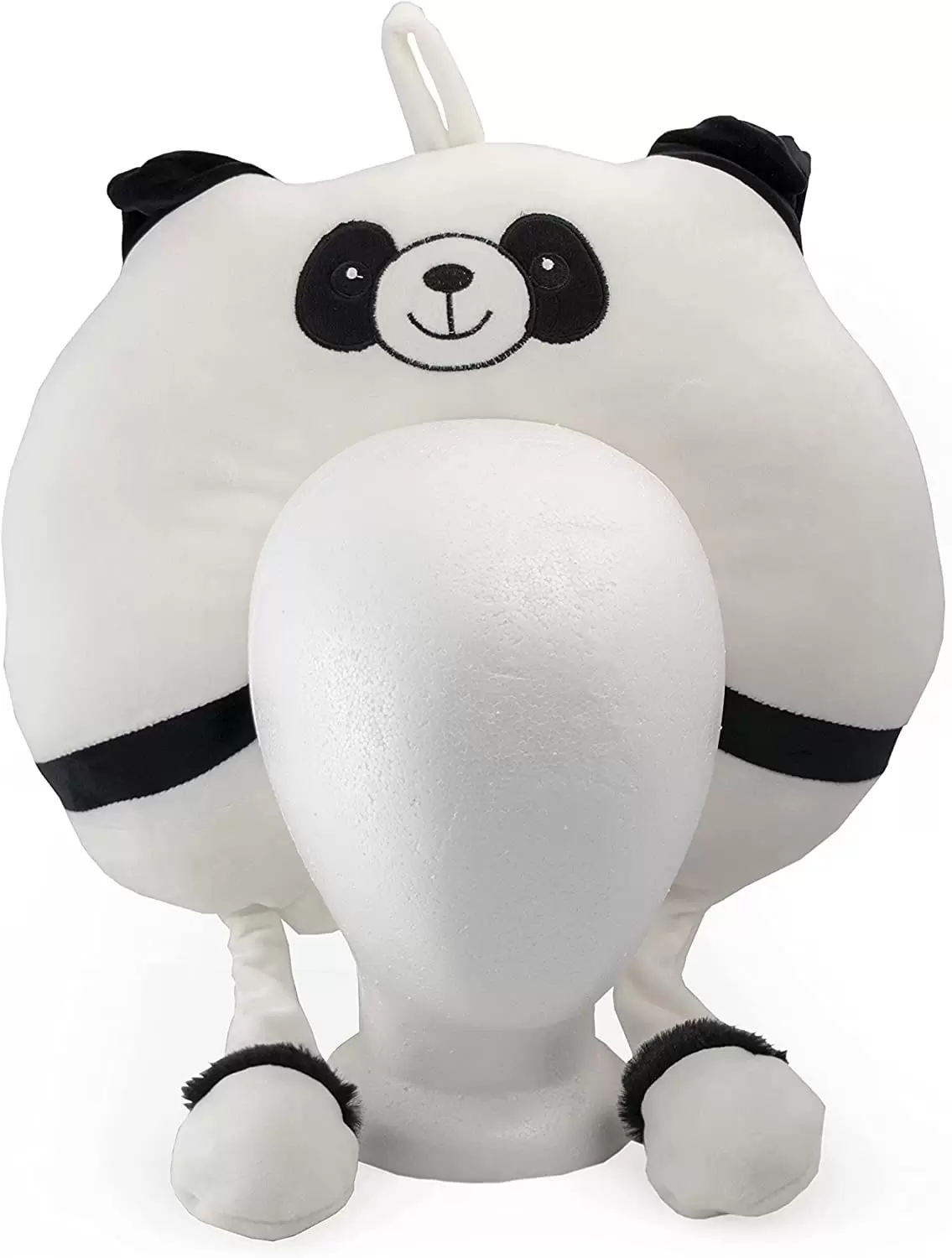 Mango Steam 19 Animal Travel Pillow with Waving Ears - Soft Plush Neck Support for Kids - Panda. Black and White