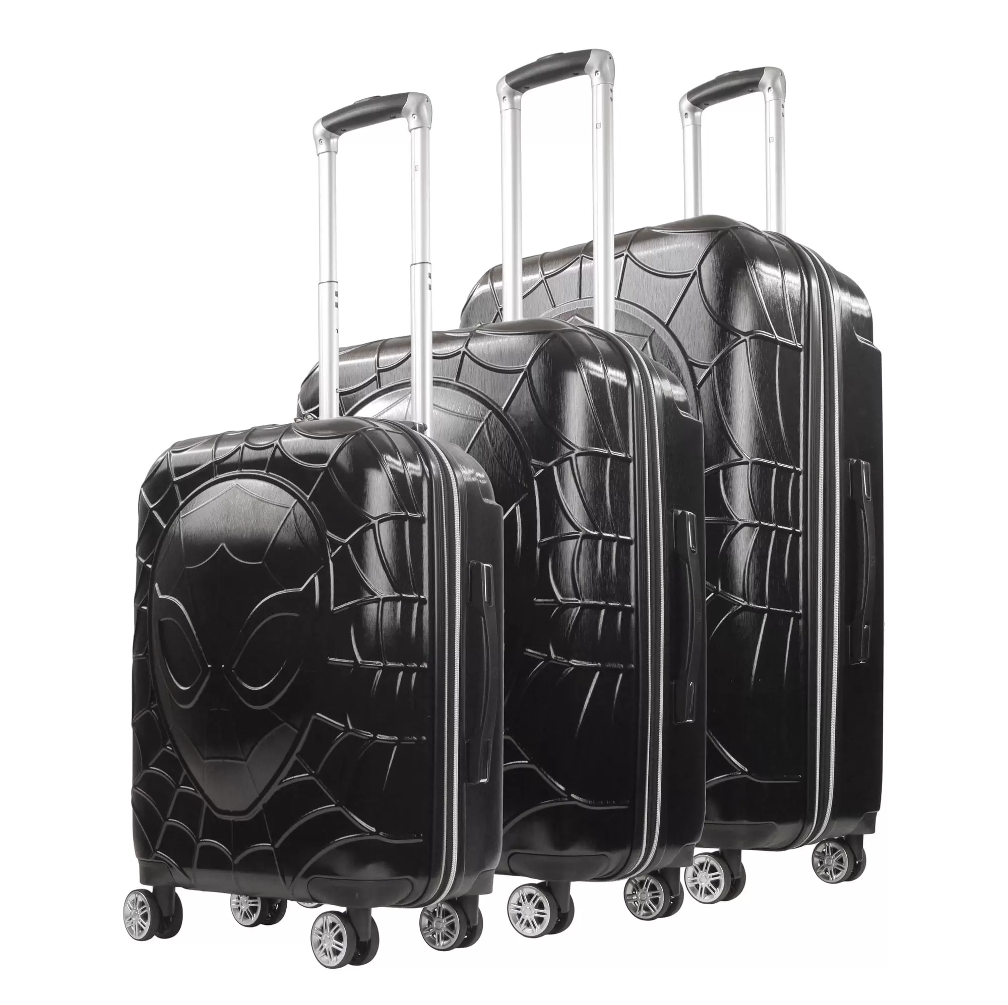 Marvel Ful Molded Spiderman 8 Wheel Expandable Spinner luggage 3pc set. Black