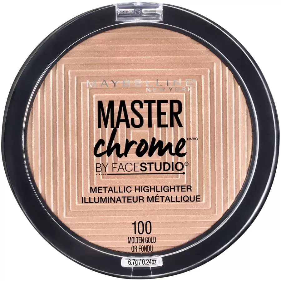 Maybelline Facestudio Master Chrome Metallic Highlighter Makeup. Molten Gold. 0.24 oz