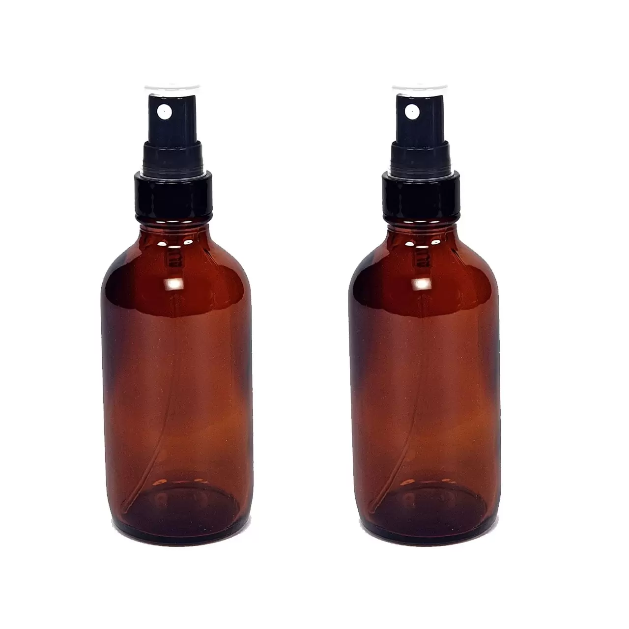 Medical Sales Supply Amber 4oz Black Mist Sprayer Bottle (120ml) Pack of 2 - Glass Tincture Bottles with Black Mist Sprayers for Essential Oils & More Liquids - Leakproof Travel Bottles