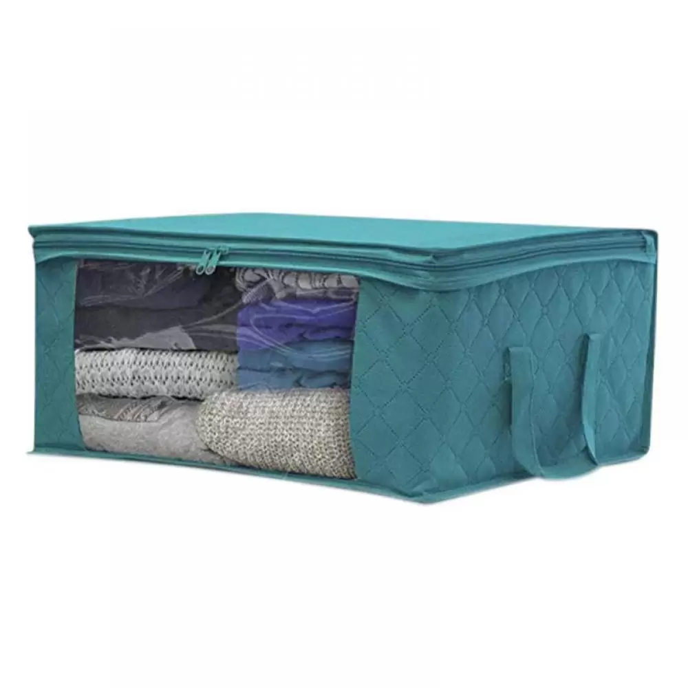 Medium Clothes Storage Bag Organizer .Foldable with Sturdy Zipper. Clear Window. Reusable and Sustainable