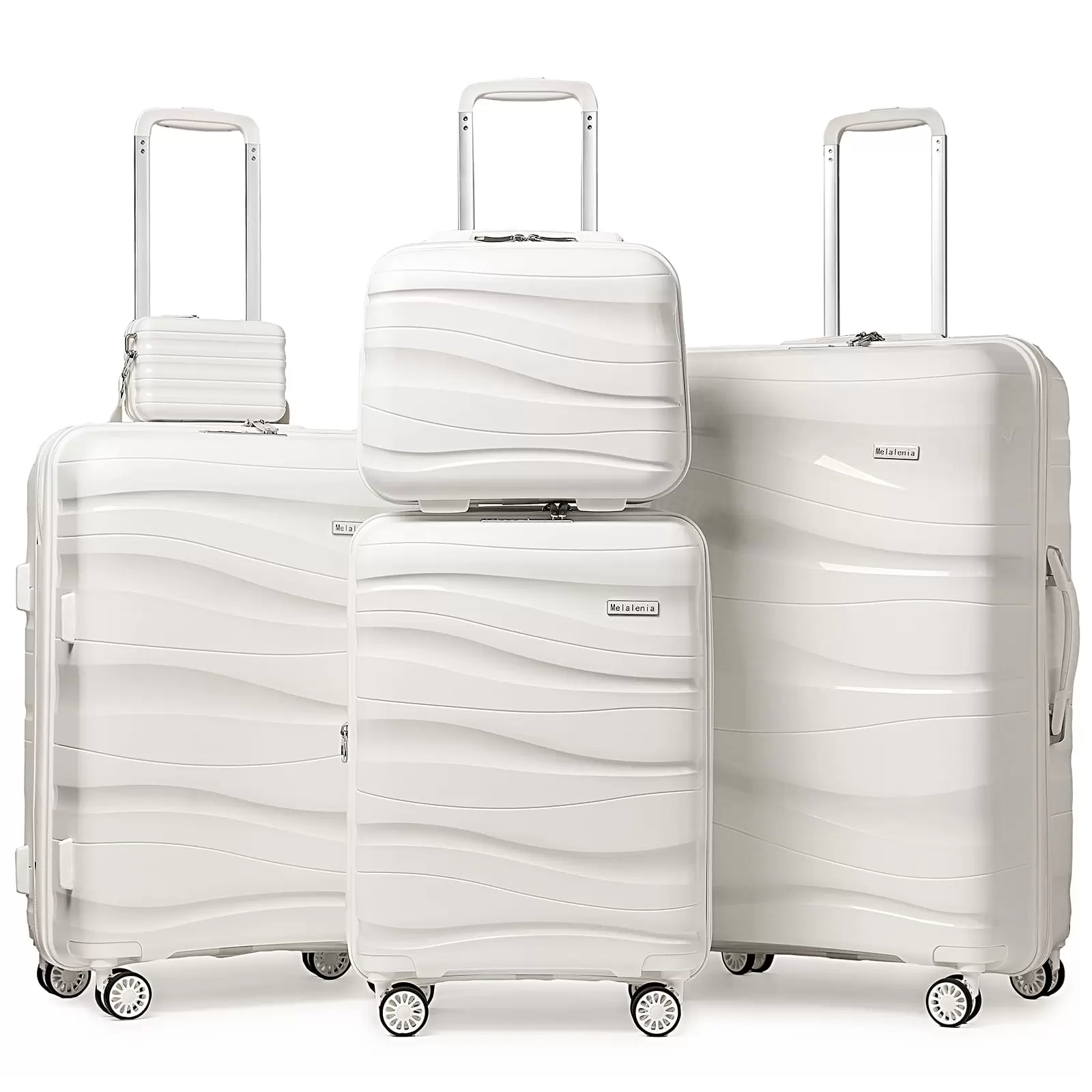 Melalenia - 5 Luggage Sets PP Hardside Spinner Luggage - Expandable Carry-on Suitcase20 24 28)