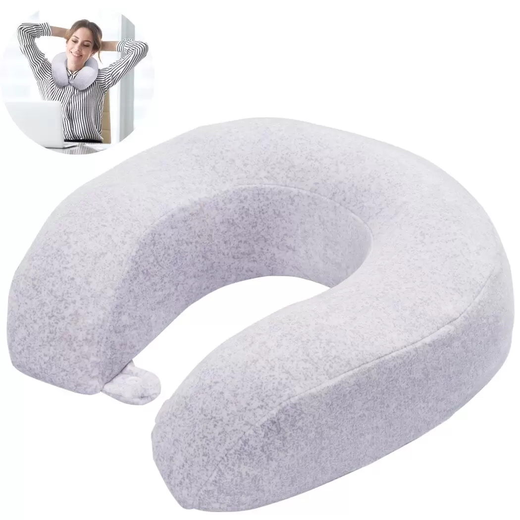 Memory Foam U-shaped Neck Pillow. Adult Travel Portable Neck Pillow. U-shaped Soft Pillow with Snap Button and Zipper for Plane. Car. Work. & Home Use