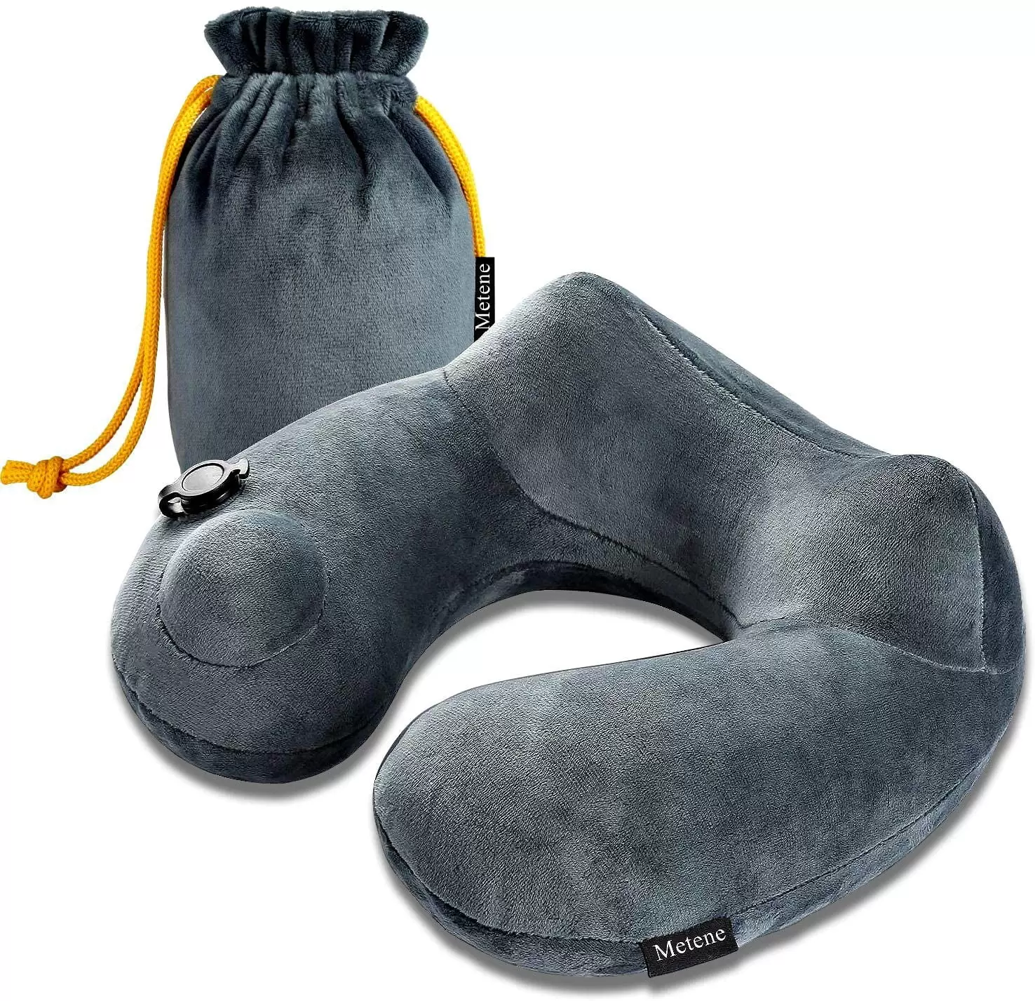 Metene Inflatable Travel Pillow with Soft Washable Cover and Portable Carrying Bag. Best Gift for Flight.Car