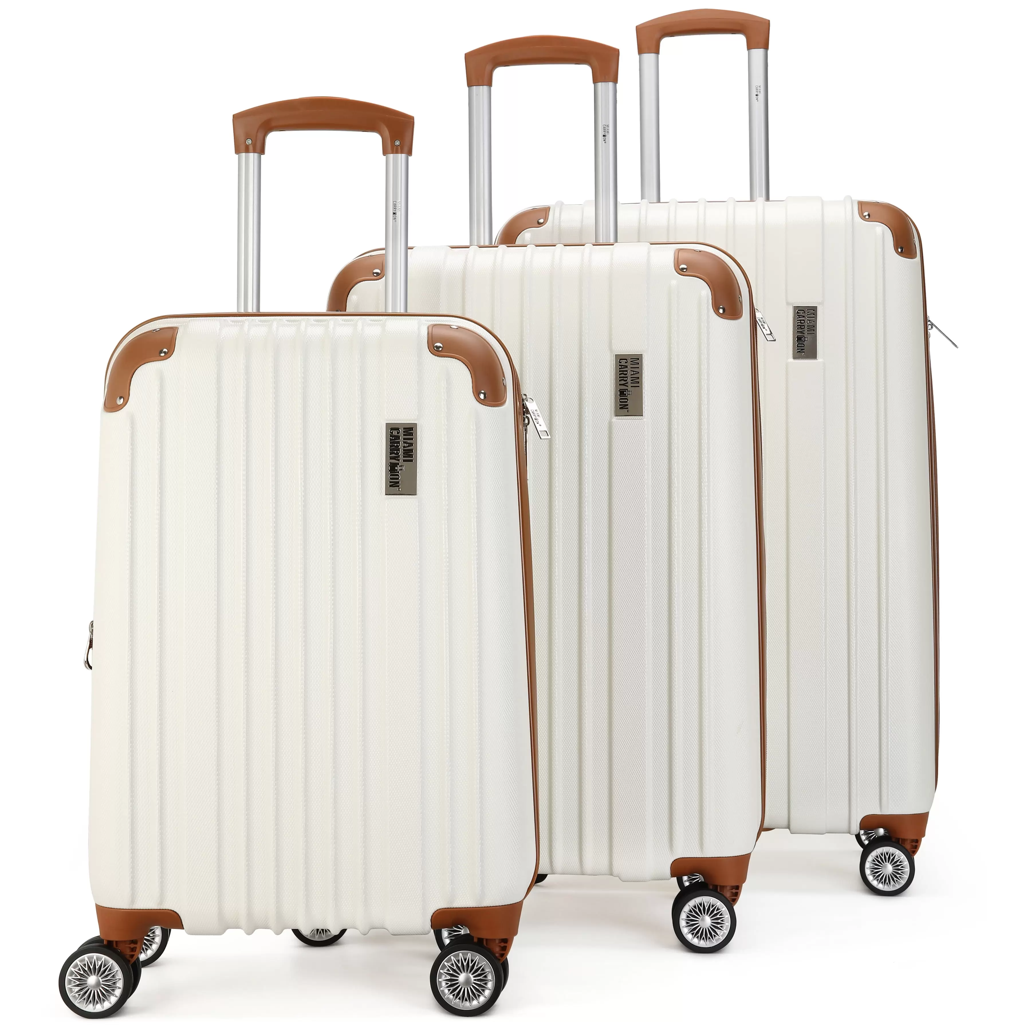 Miami CarryOn Collins 3 Piece Expandable Spinner Luggage Set (White)