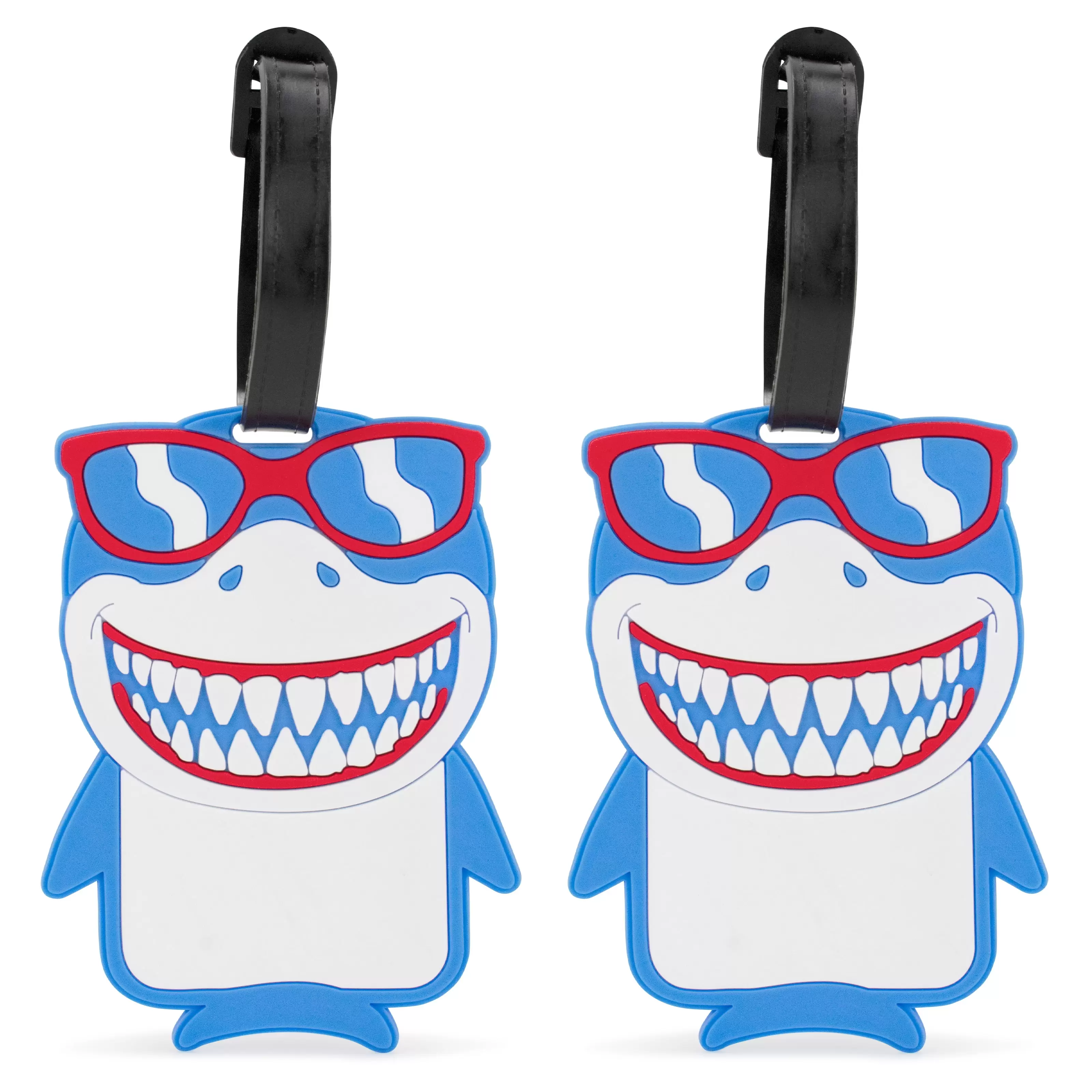 Miami CarryOn Happy Shark Luggage Tags / Bag Tags - Set of 2