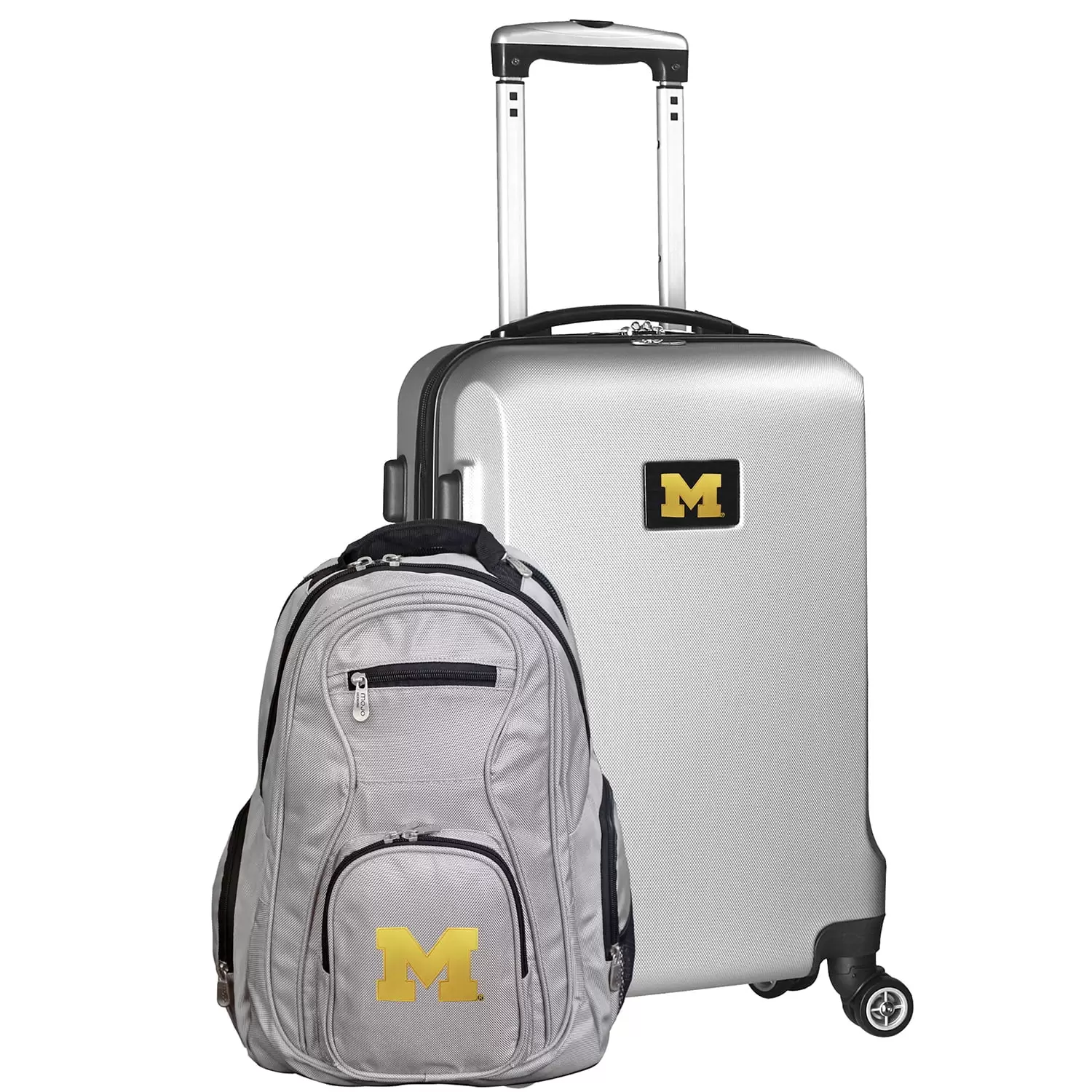 Michigan Wolverines Deluxe 2-Piece Backpack and Carry-On Set - Silver