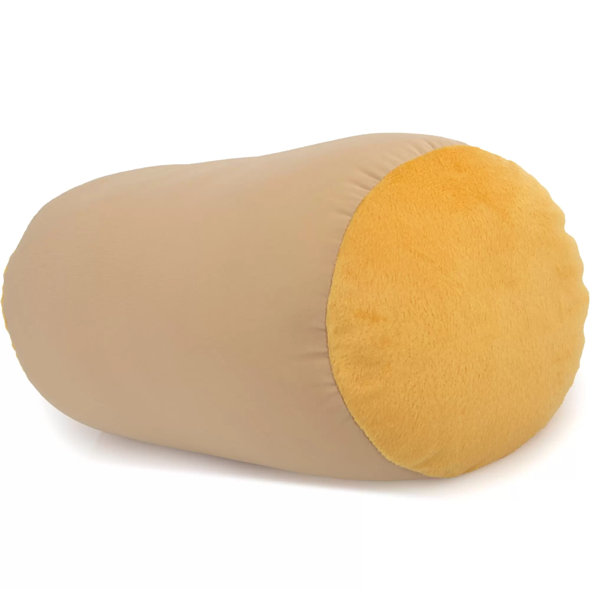 Microbead Bolster Neck Roll Pillow. Gently On Body. Head. Neck & Shoulders No Pain Rest. Relax Sleep - Silky Feel Prevent Wrinkles & Hair Breakage - Lightweight Cylinder. 14 x 8. Barely Beige