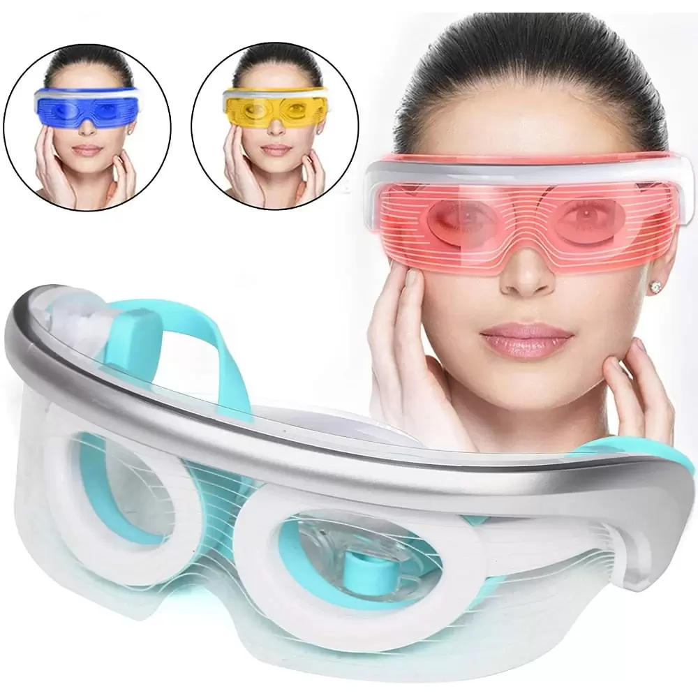 Mieauty Electric Eye Massager with Heating 3 Colors LED Photon Light Therapy Eye Mask. Anti-Aging Wrinkle Removal Anti Acne Eye Rejuvenator Device. Eye Repair for Eyes Dark Circles