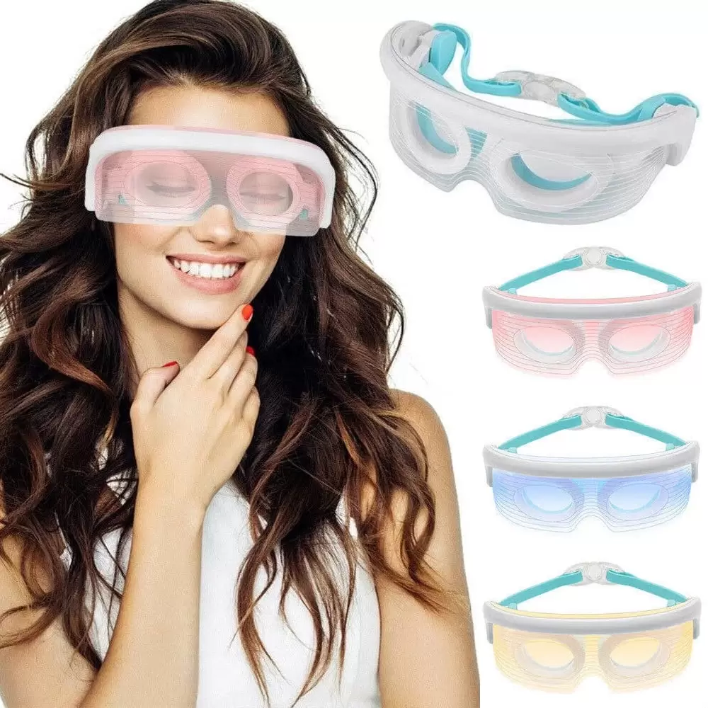 Mieauty LED Photon Eye Massager Electric Heating 3 Colors Light Therapy Eye Mask. Skin Lifting. Anti-Aging. Wrinkle Removal. Anti Acne.Eye Rejuvenator Device. Eye Repair for Dark Circles and Puffiness