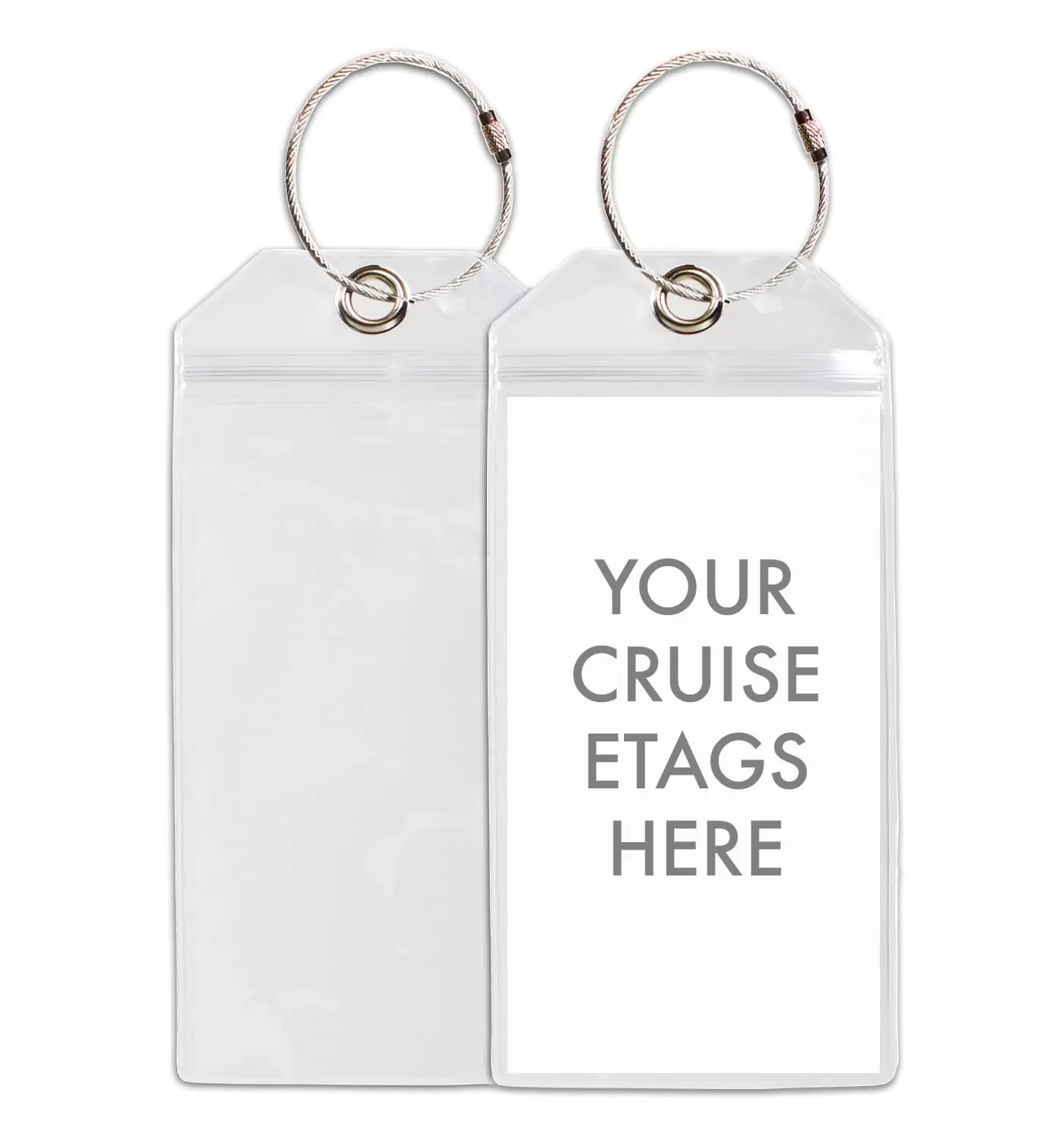 Millennial Essentials Cruise Tags - Cruise Ship Luggage Etag Holder with Zip Seal & Steel Loops (4 pack)