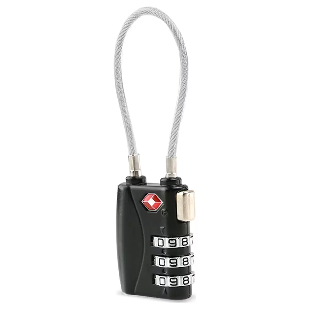 Mini TSA Approved Security Cable Luggage Lock 3-Digit Combination Password Lock Padlock (Black)