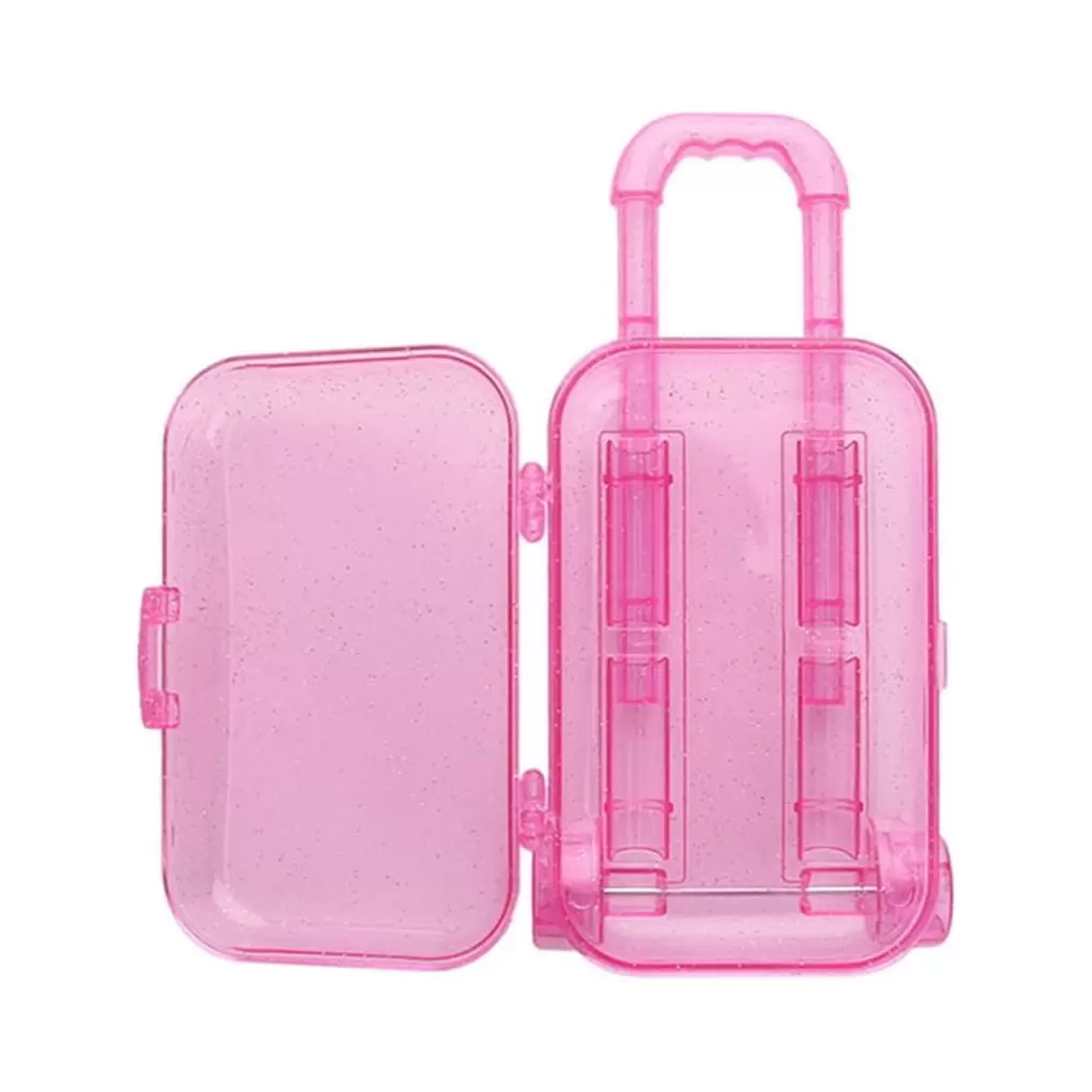 Mini Trunk Plastic 18cm Doll Luggage Case Travel Suitcase Trolley Doll Accessories Kids Toy