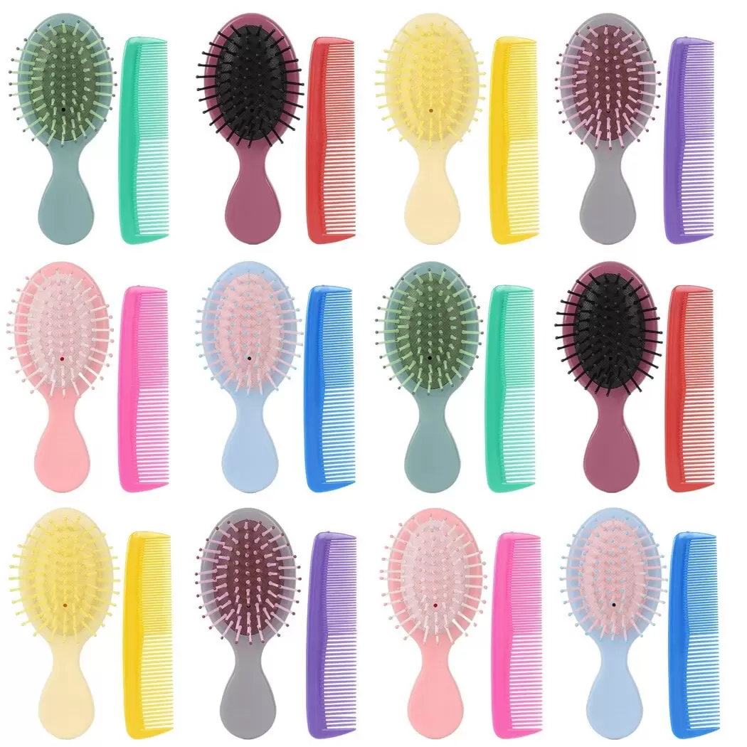 Mini Wet Hair Brush. 24 Pcs Colorful Hair Combs Set with Soft Bristles. Travel Detangling Brush. Pocket Fine Plastic Hair Combs. 6 Colors