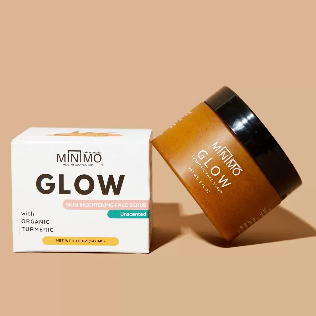 Minimo Skin Essentials Glow Skin Brightening Face Scrub with Oraganic Turmeric. 5 fl oz